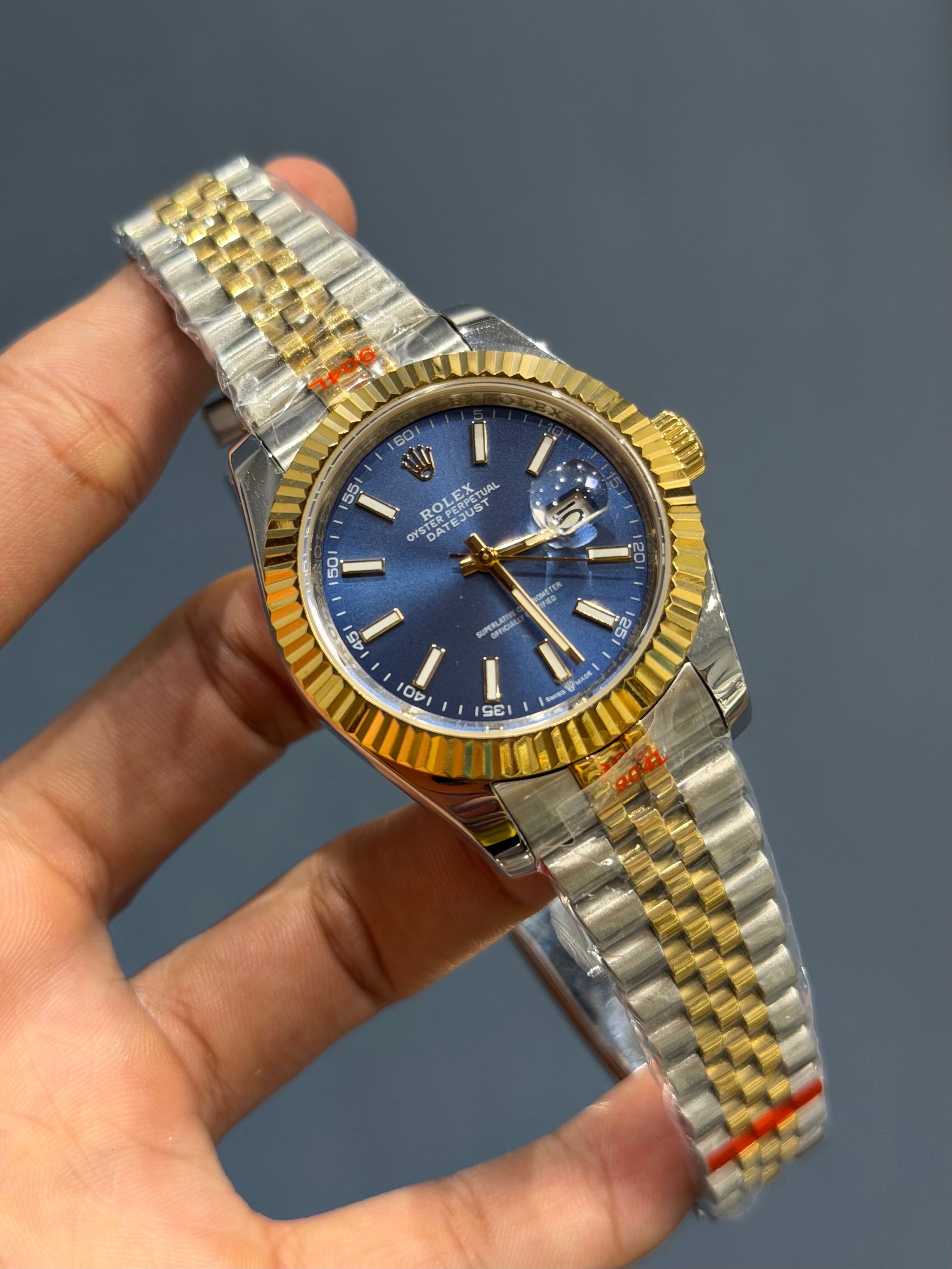 NEW COLLECTION 40 TWOTONE WITH BLUE DIAL INDEX FIGURE & FLUTED BEZEL ZR FACTORY