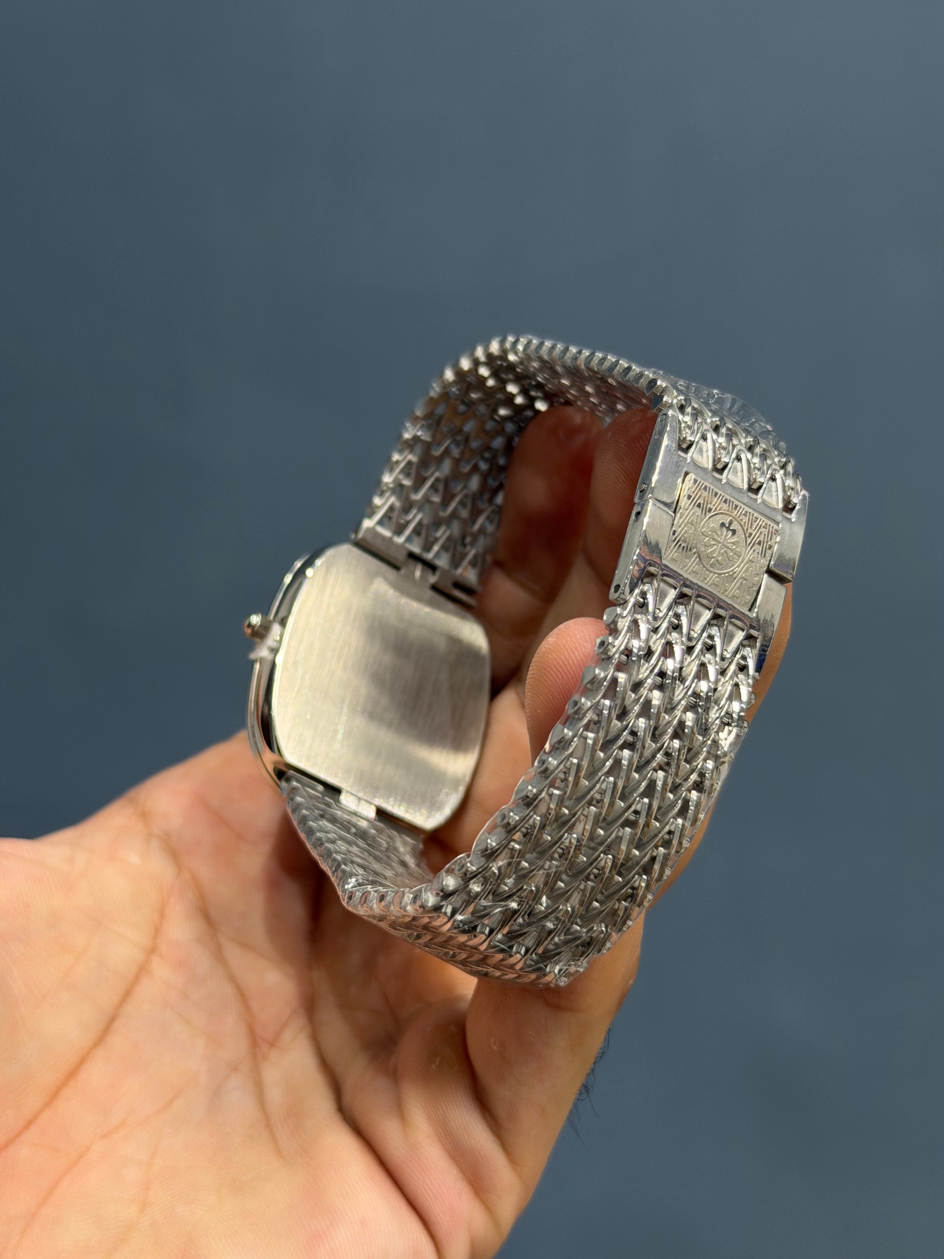 NEW COLLECTION SQUARE SILVER WITH WHITE DIAL CHAIN WATCH