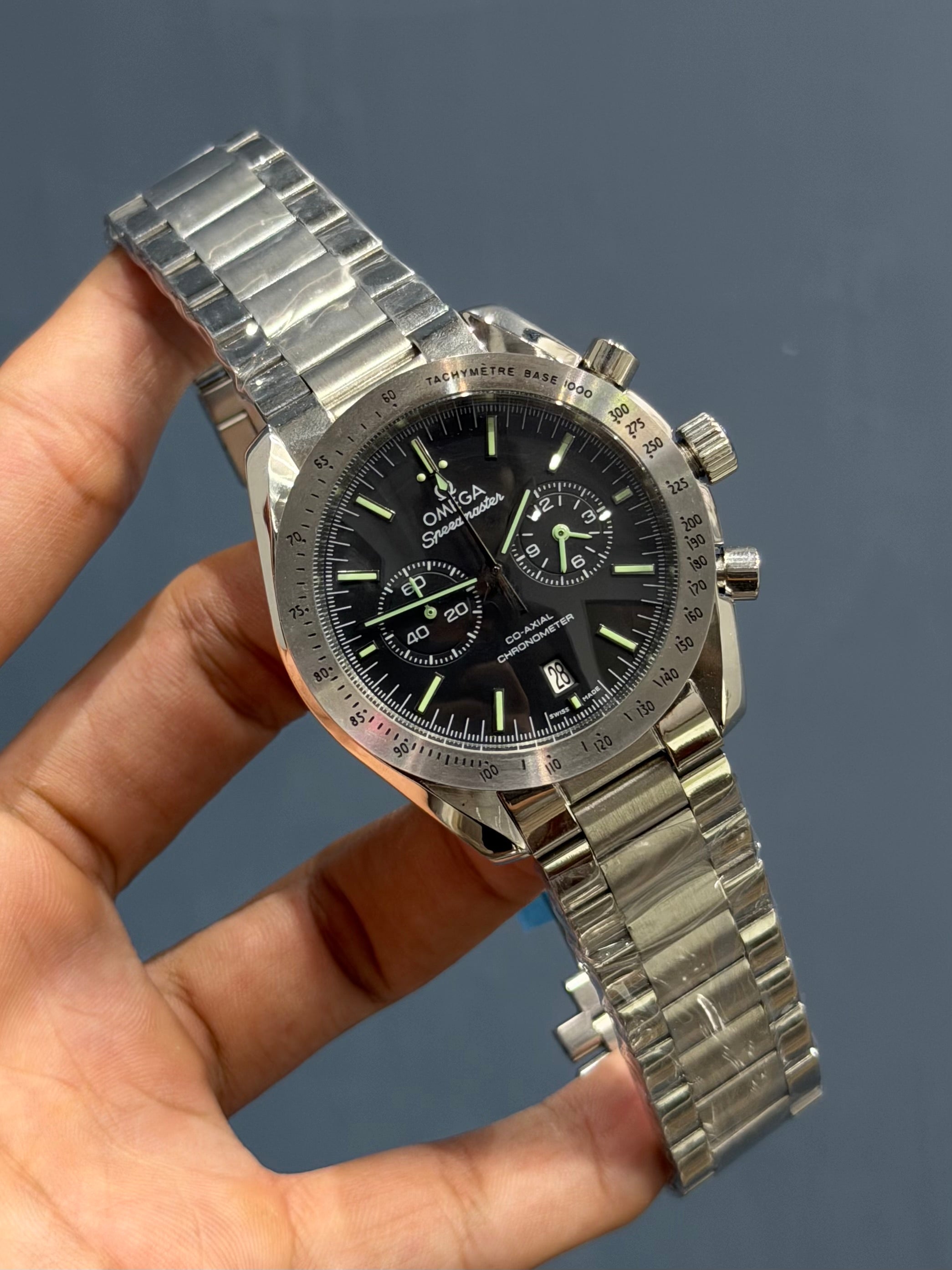 NEW COLLECTION CHRONOGRAPH SILVER CASE WITH BLACK DIAL WATCH