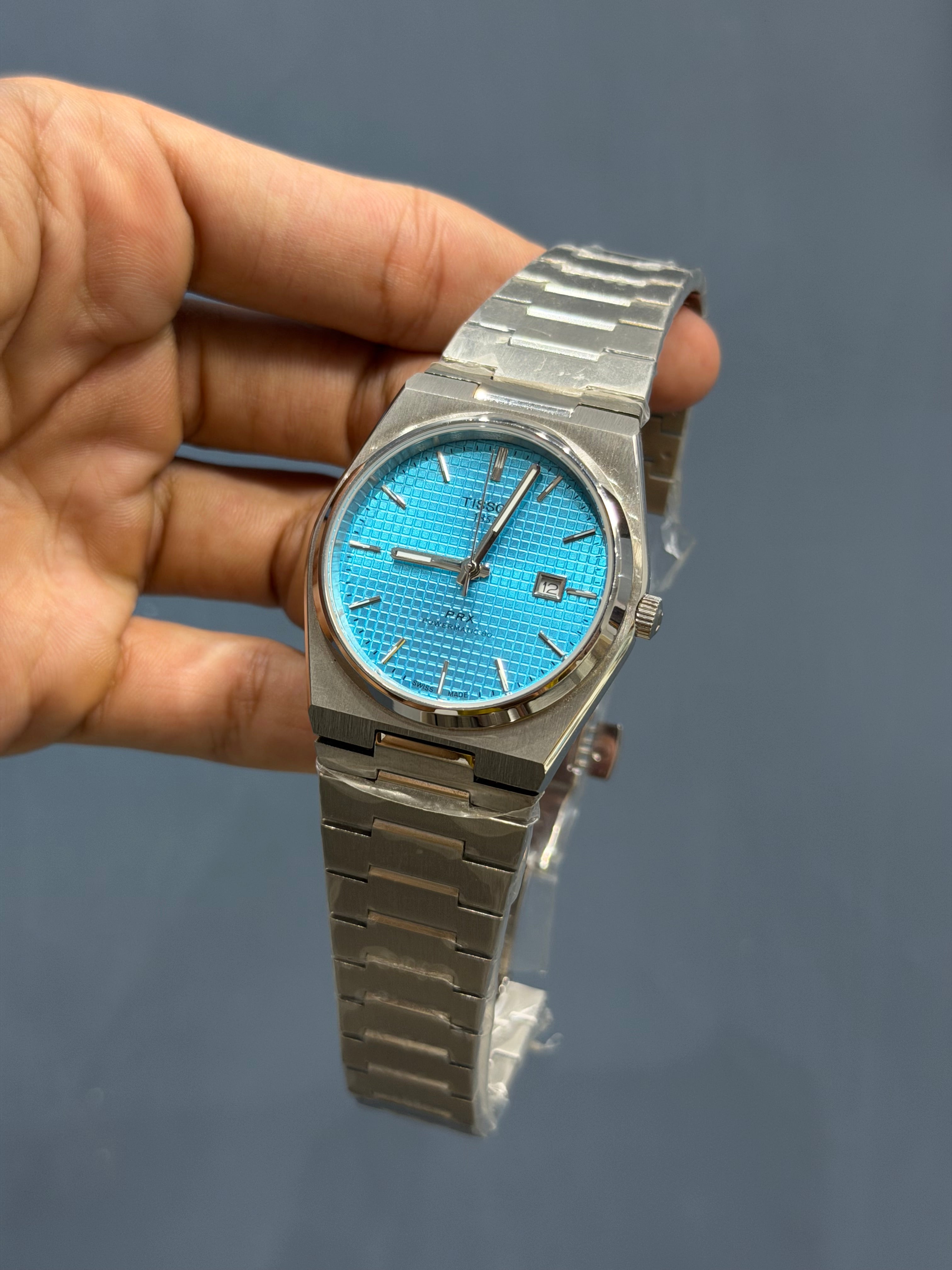 NEW COLLECTION SILVER WITH TIFFANY TEXTURED DIAL STAINLESS STEEL AUTOMATIC WATCH