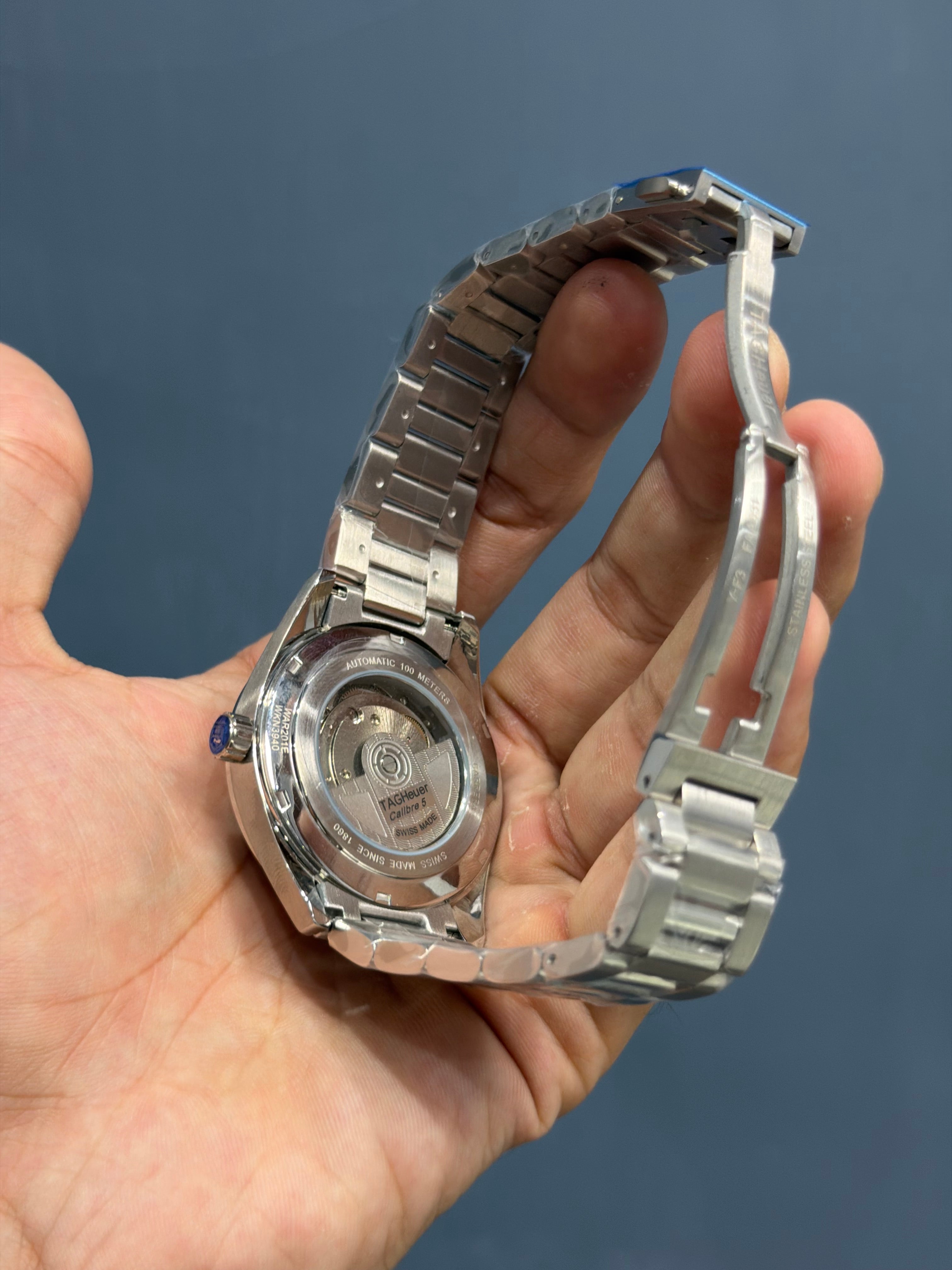 NEW COLLECTION SILVER WITH WHITE DIAL ROSE GOLD INDEX AUTOMATIC WATCH