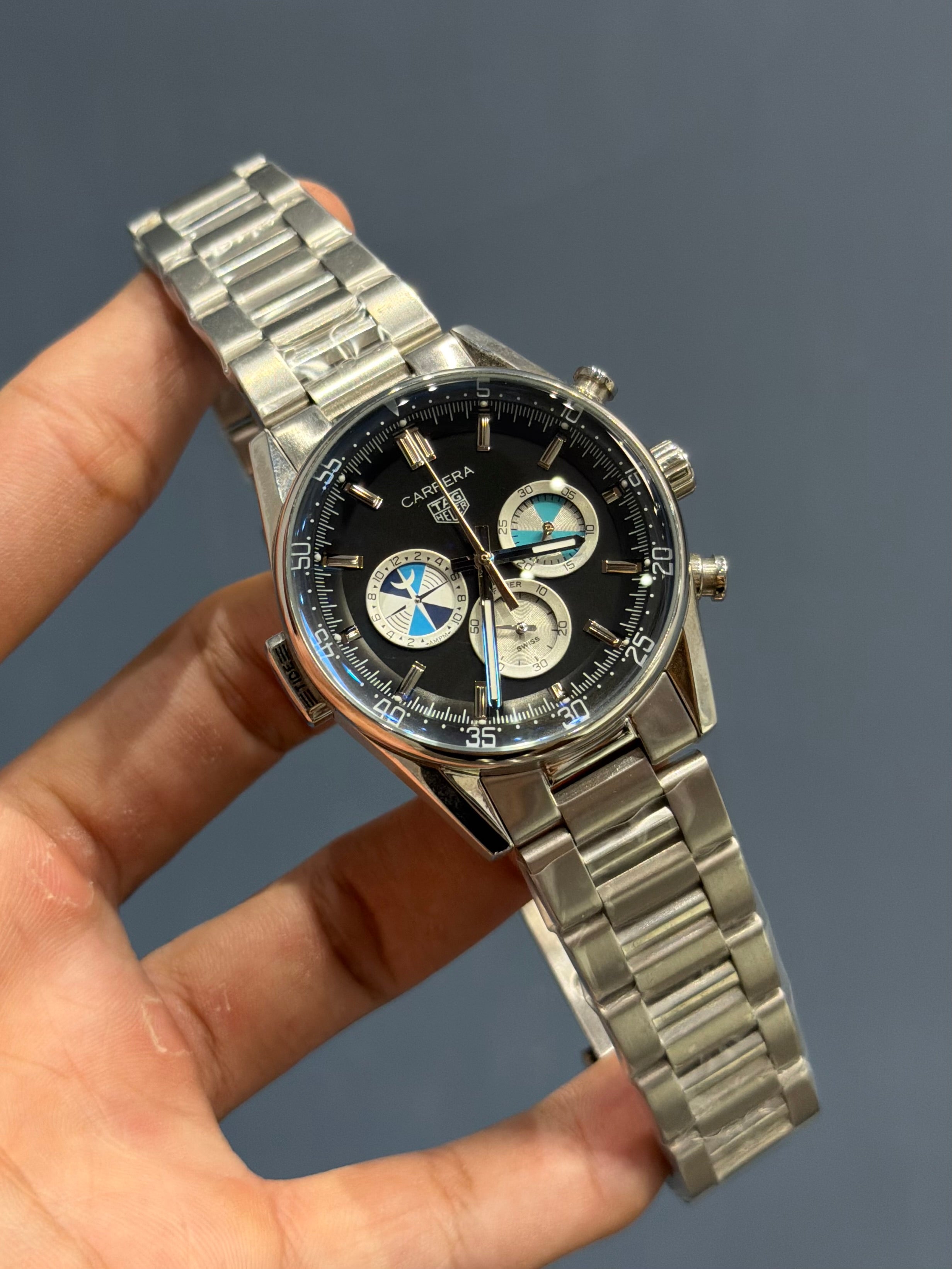 NEW COLLECTION CHRONOGRAPH SEAFARER X HODINKEE SILVER WITH BLACK OPALIN DIAL MENS WATCH