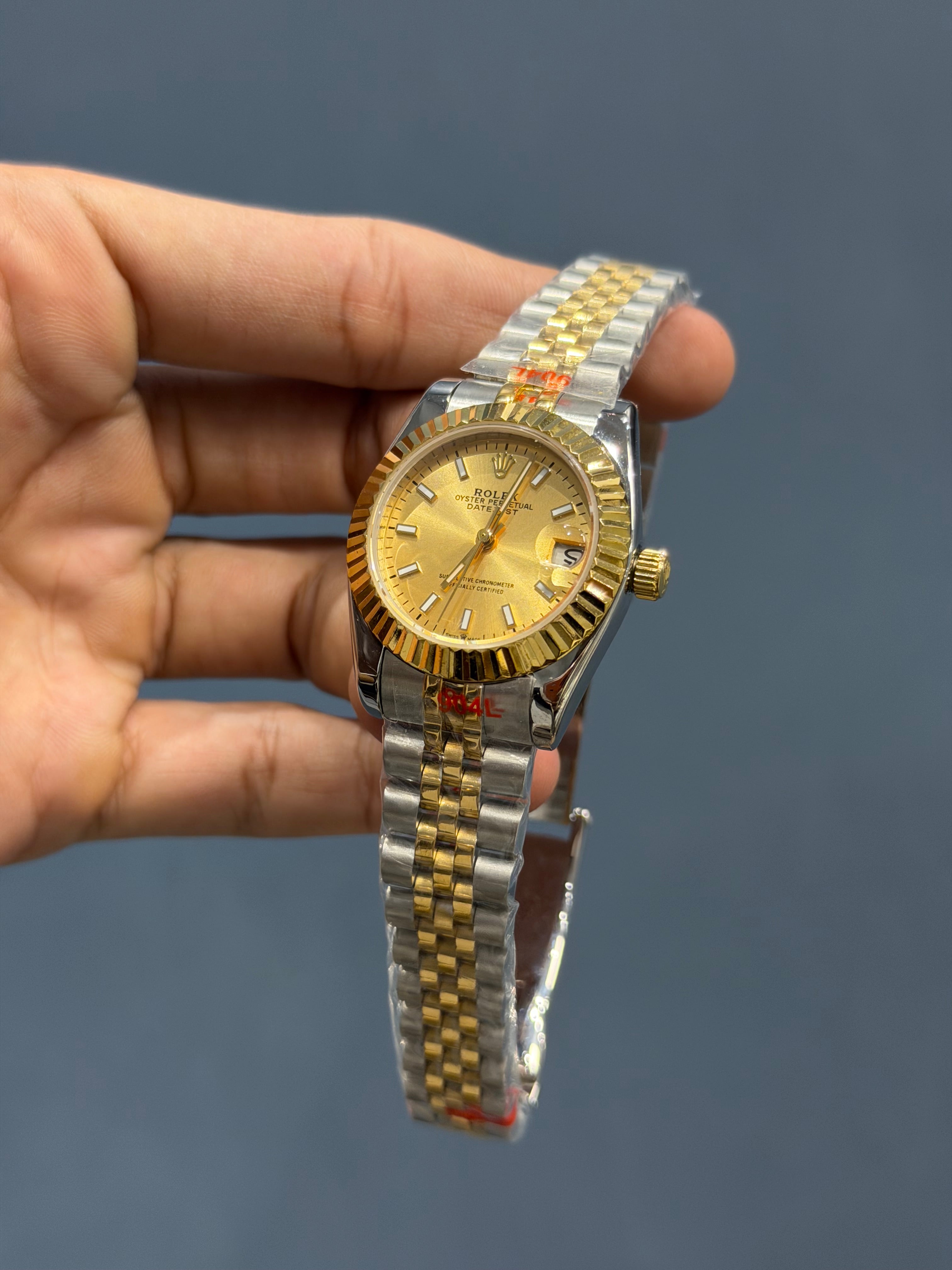 NEW COLLECTION 31 TWOTONE YELLOW GOLD WITH YELLOW DIAL SHORT FIGURE AUTOMATIC WATCH