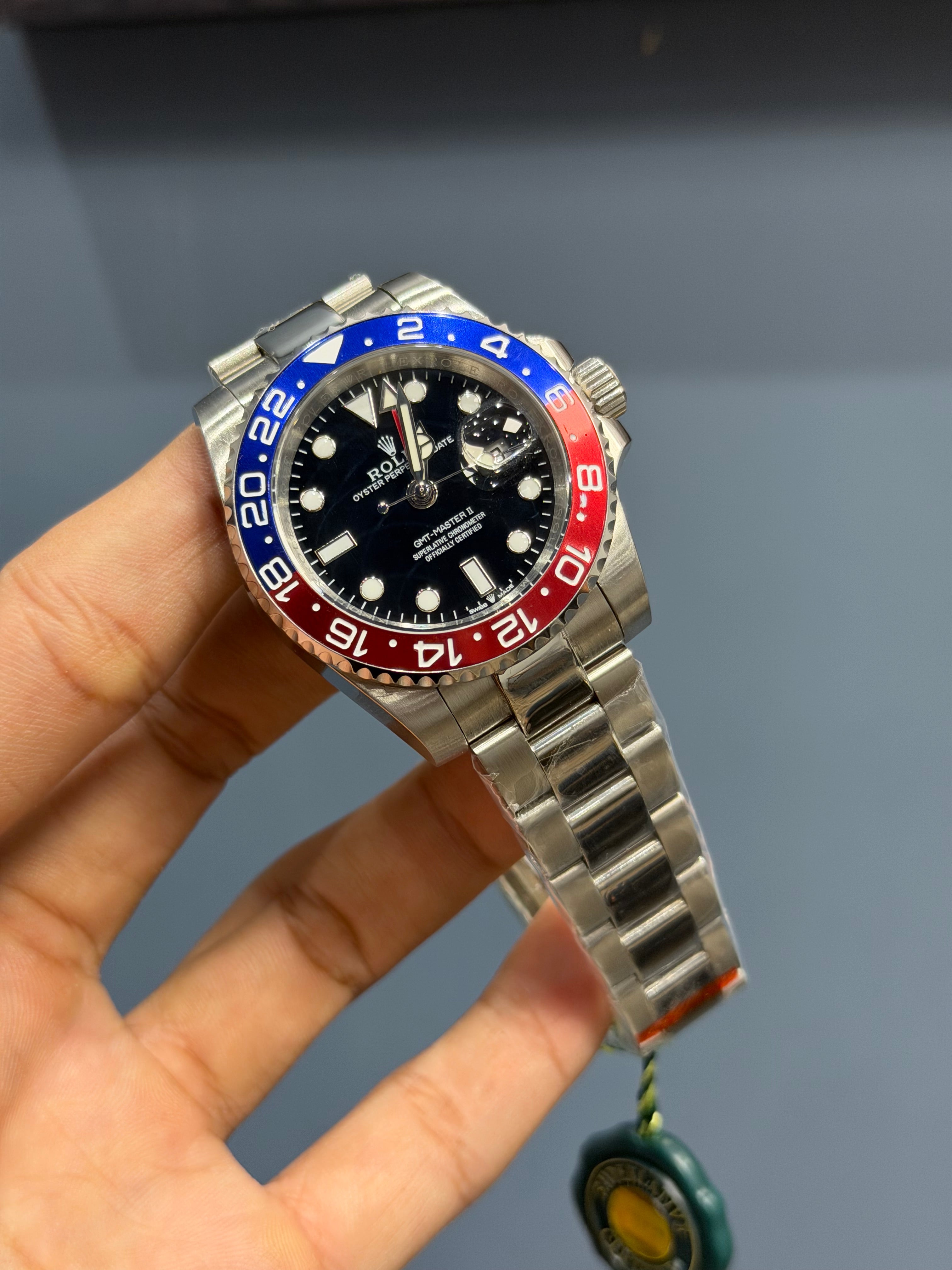 NEW COLLECTION 40 SILVER WITH BLACK DIAL & PEPSI BEZEL AUTOMATIC WATCH ZR FACTORY
