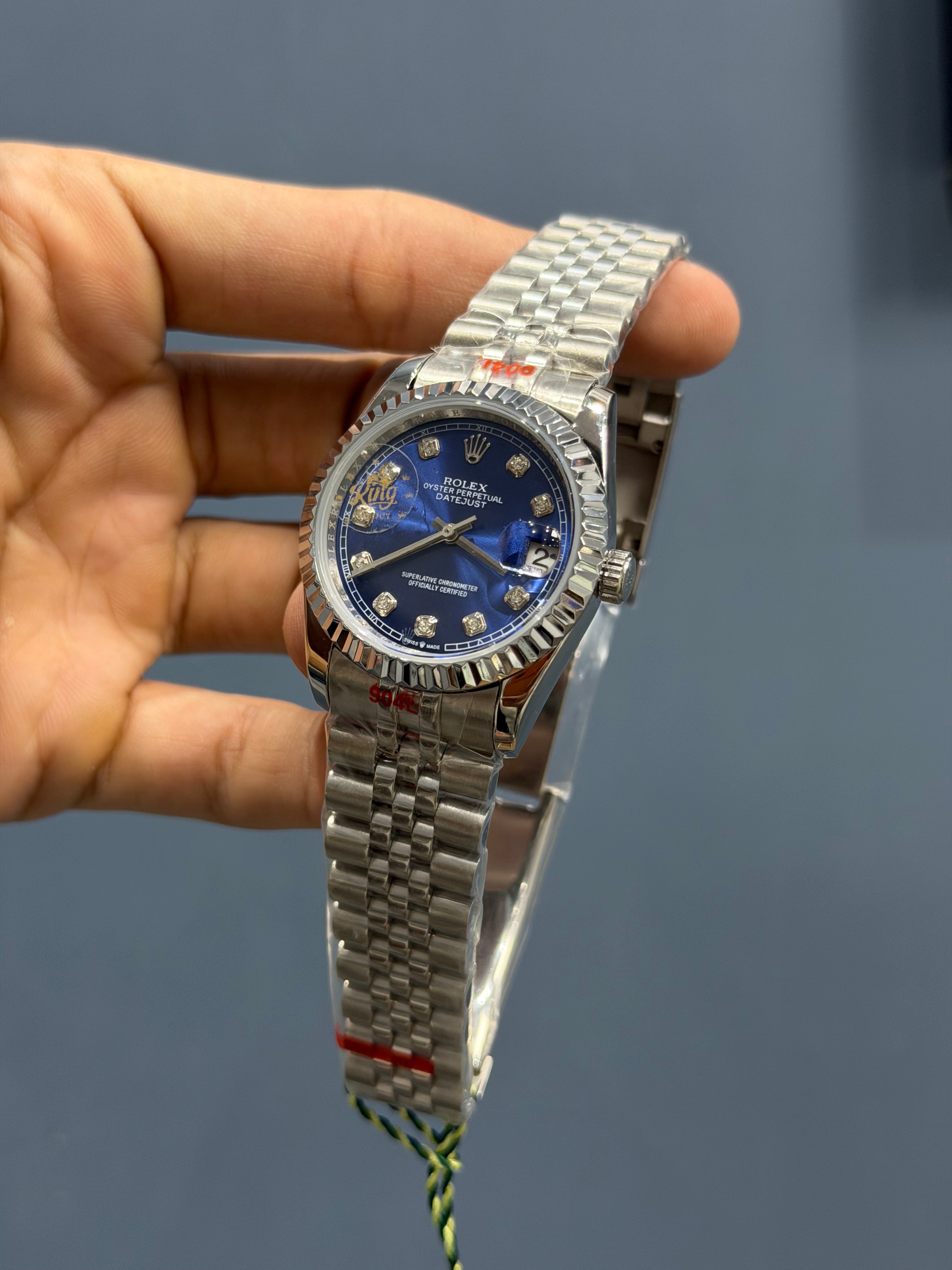 NEW COLLECTION 36 SILVER WITH DARK BLUE DIAL & FLUTED BEZEL YZ FACTORY