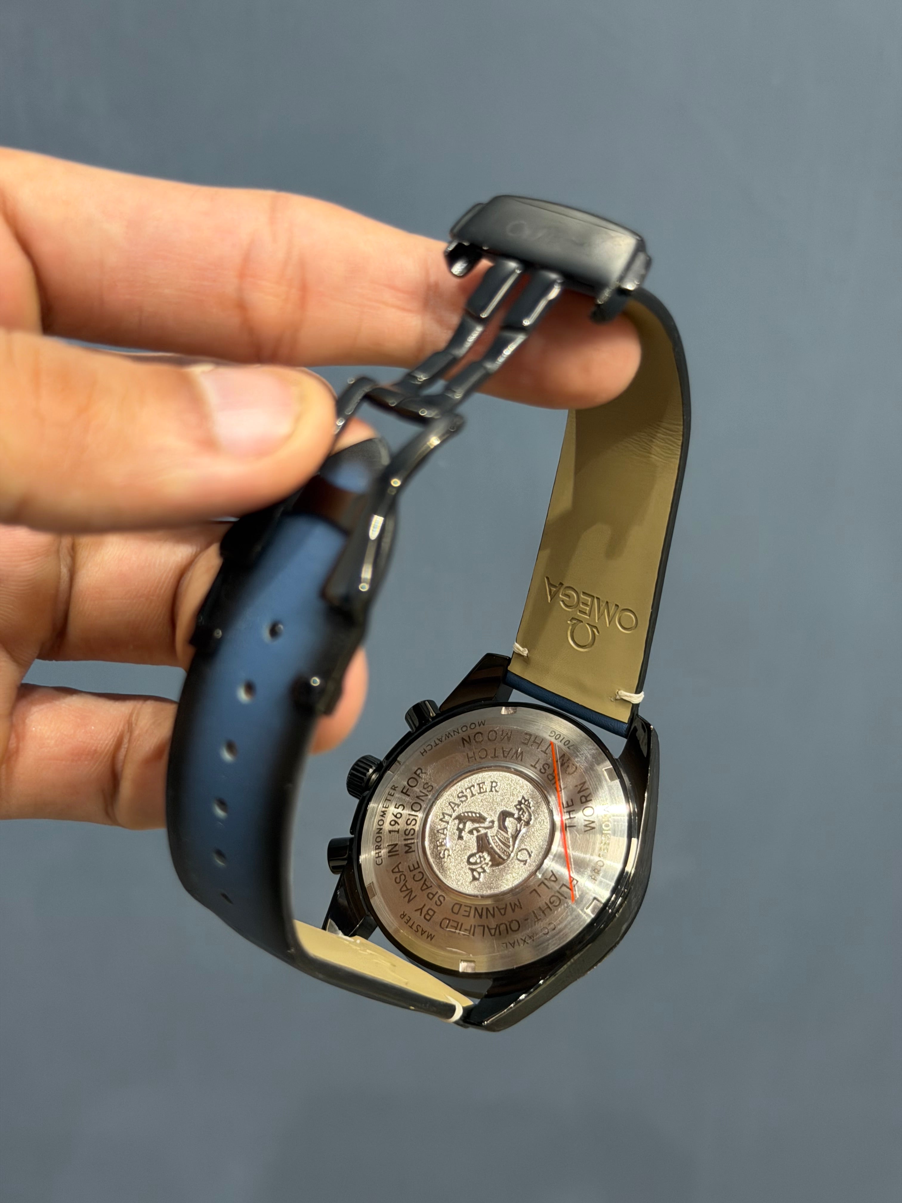 NEW COLLECTION ALL BLACK CASE WITH BLUE DIAL & BLUE LEATHER STRAP
