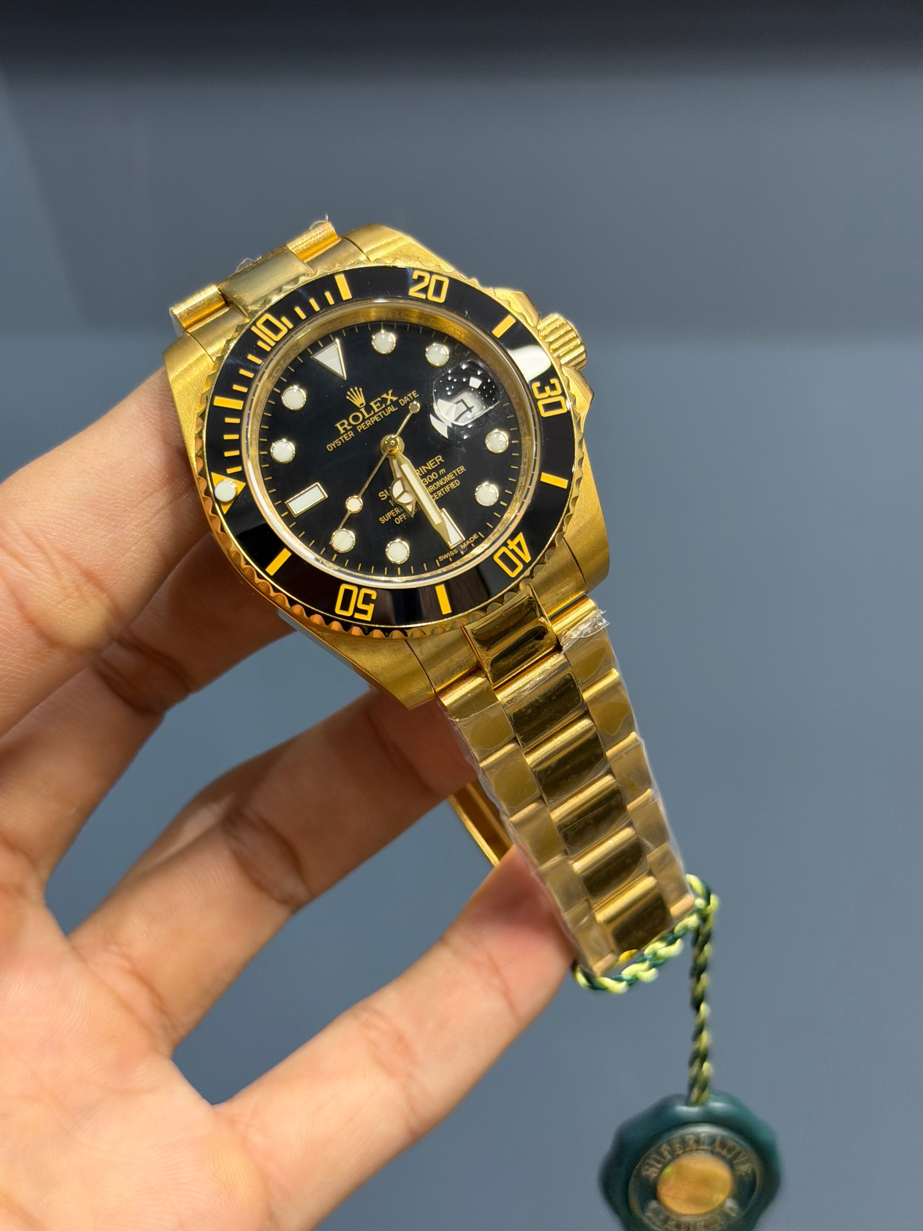 NEW COLLECTION 40 YELLOW GOLD WITH BLACK DIAL & BLACK BEZEL AUTOMATIC WATCH ZR FACTORY