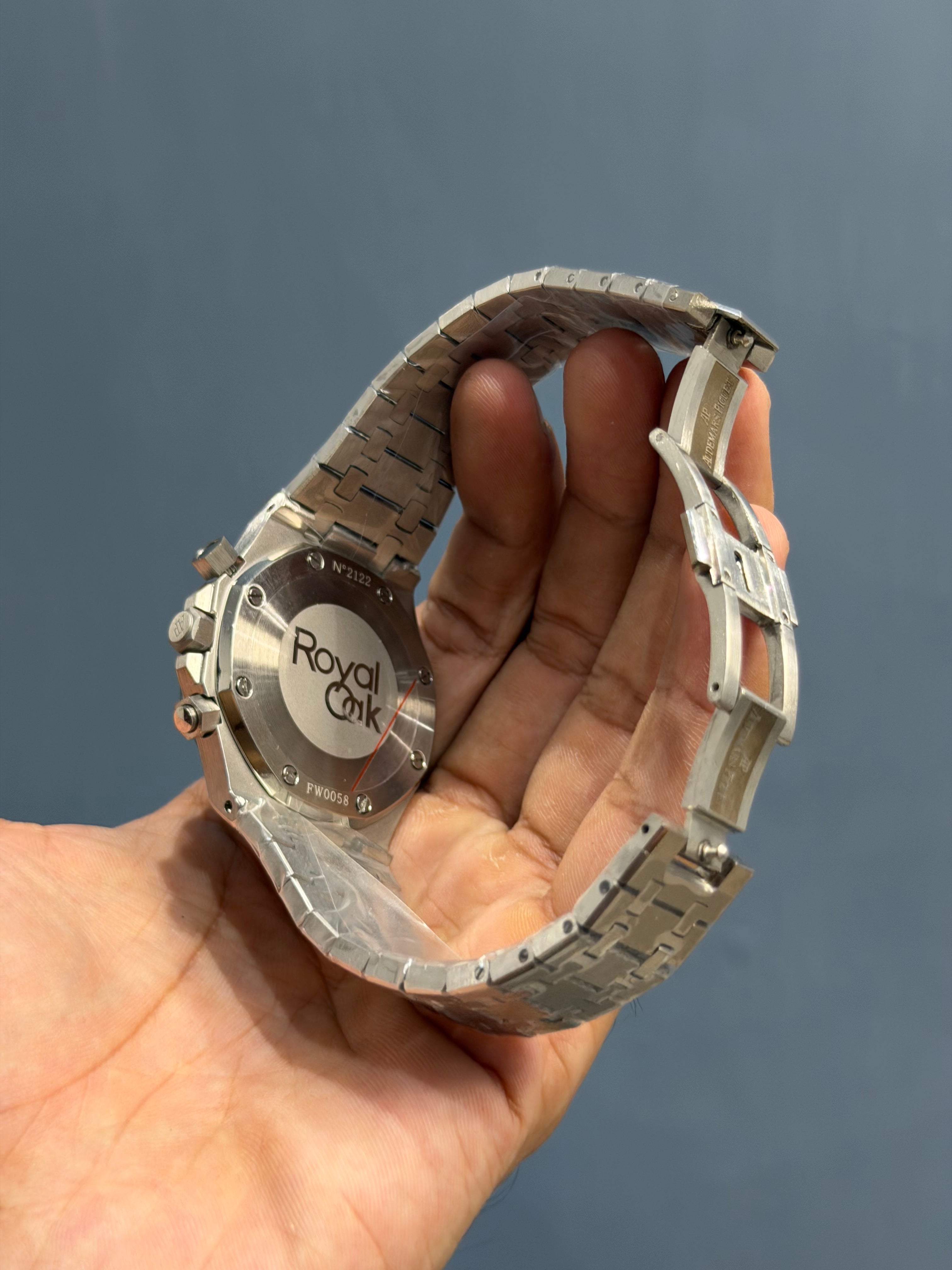NEW COLLECTION CHRONOGRAPH SILVER WITH BLUE DIAL CHAIN WATCH