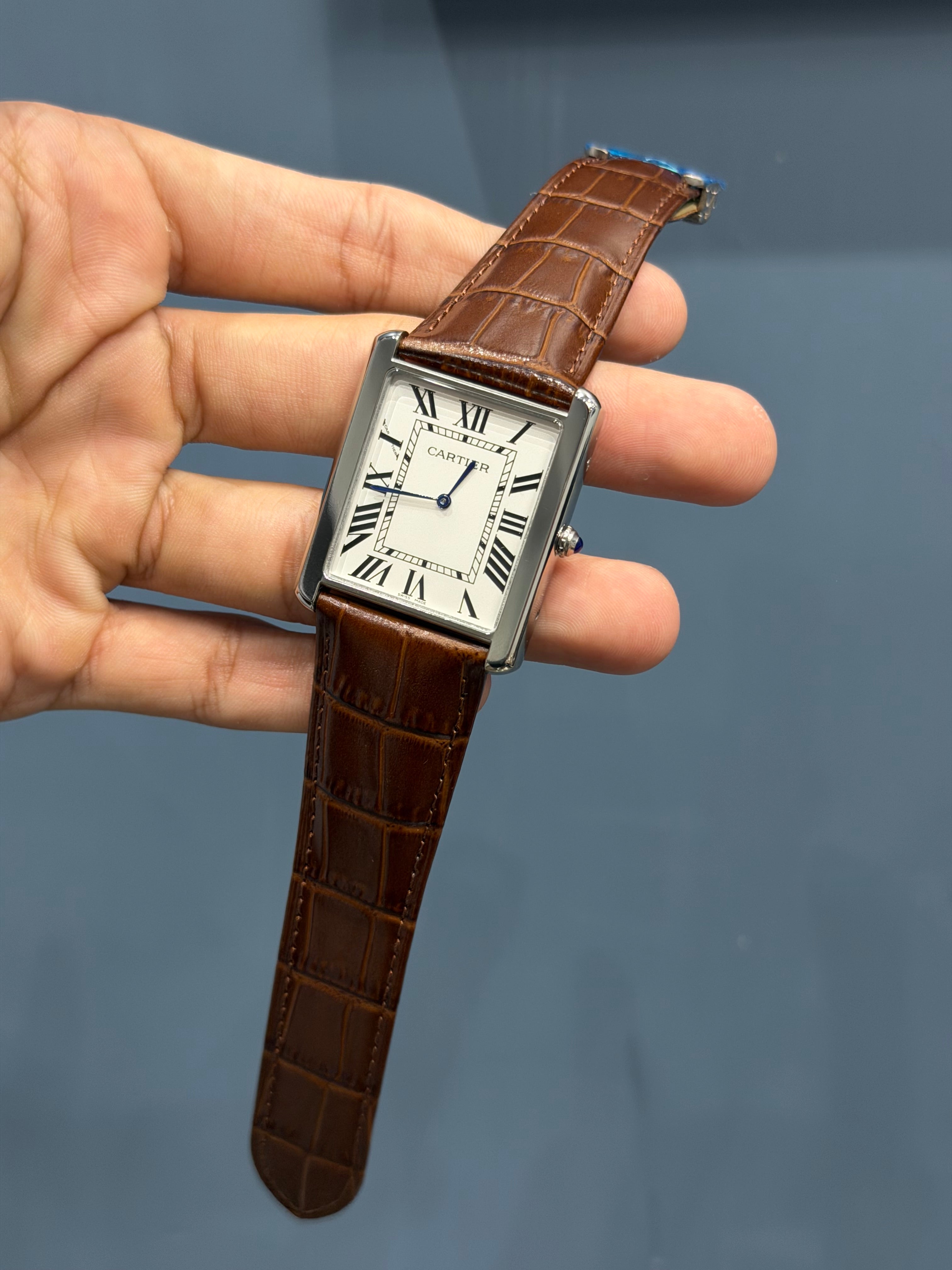 NEW COLLECTION SILVER CASE WITH WHITE DIAL & BROWN LEATHER STRAP WATCH