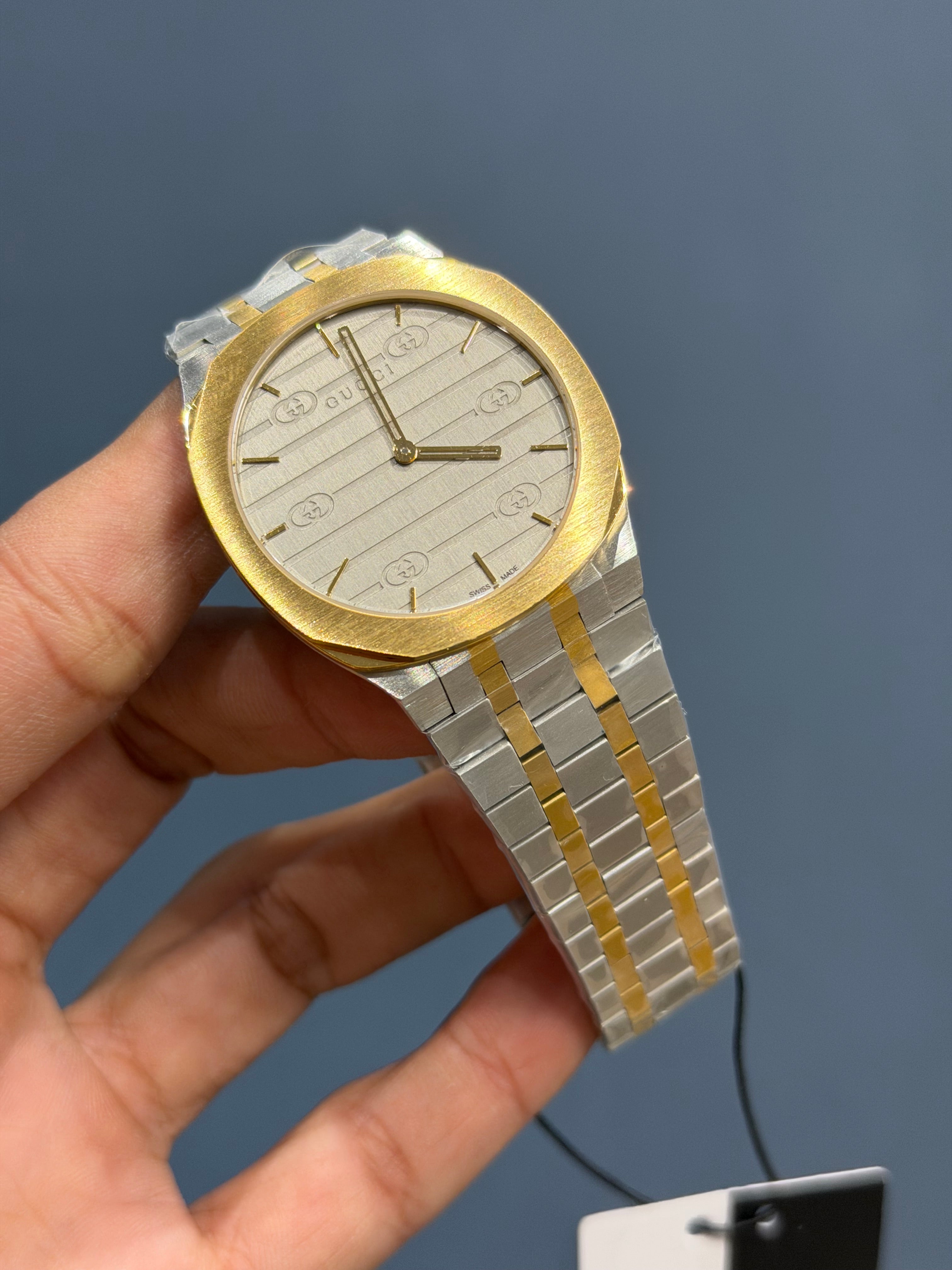 NEW COLLECTION TWOTONE WITH GREY DIAL CHAIN SLIM WATCH