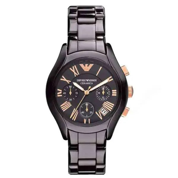 Emporio Armani Women’s Chronograph Ceramic Chain Black Dial 38mm Watch AR1411