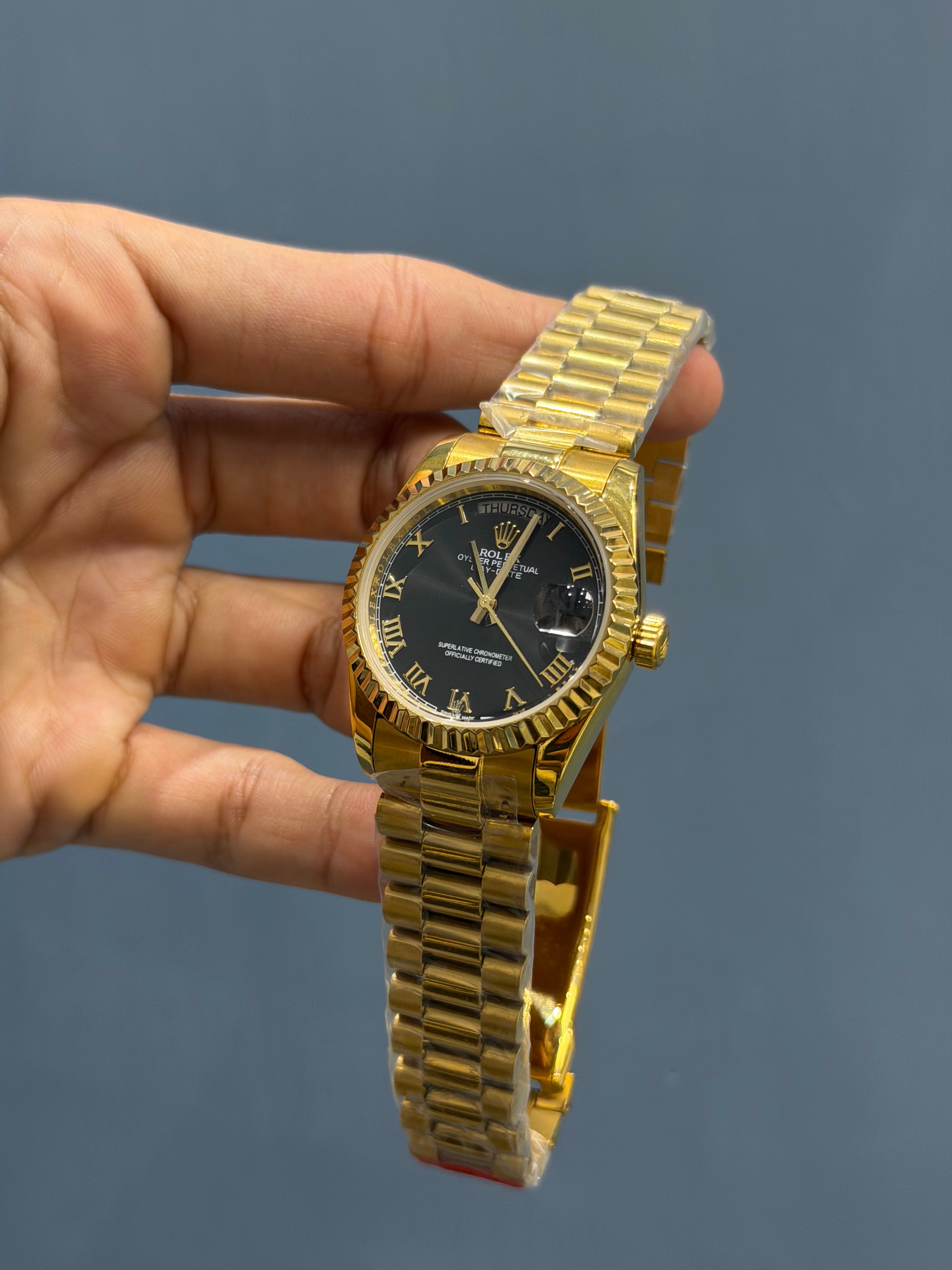 NEW COLLECTION 36 GOLD WITH BLACK DIAL AUTOMATIC WATCH YZ FACTORY