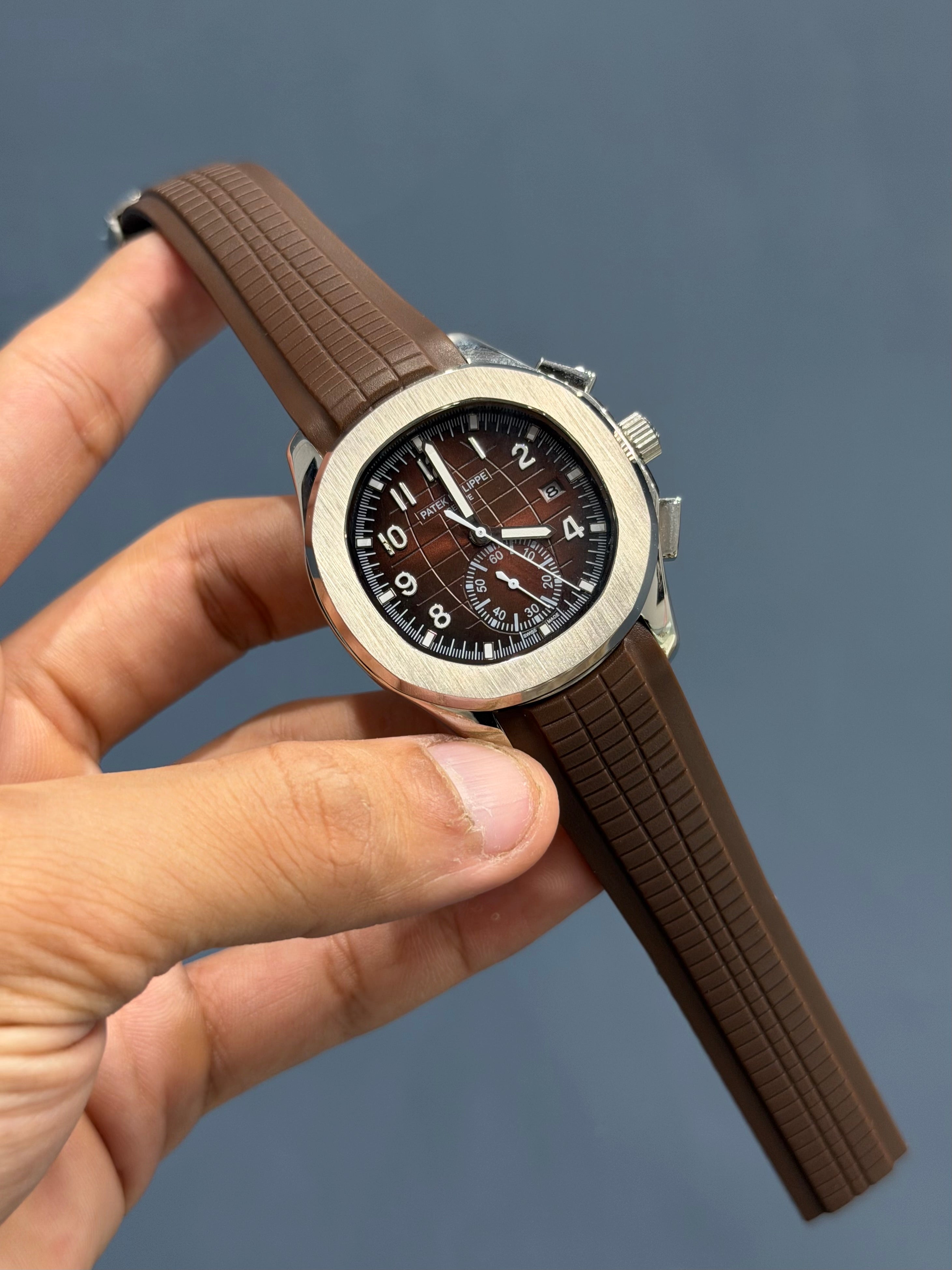 NEW COLLECTION SİLVER CASE WITH BROWN DIAL AND STRAP AUTOMATIC WATCH