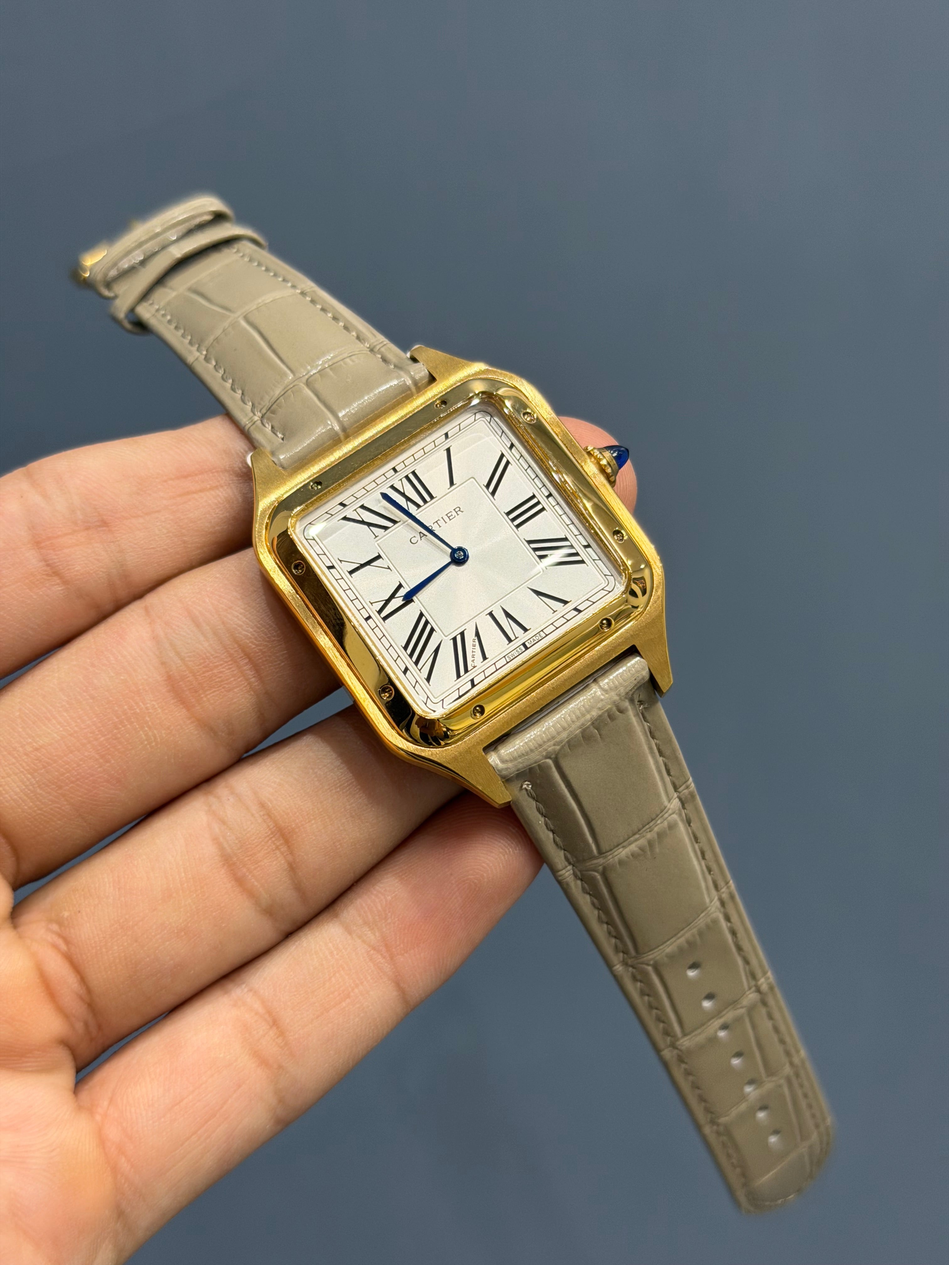 NEW COLLECTION GOLDEN CASE WITH WHITE DIAL & CREAM LEATHER STRAP