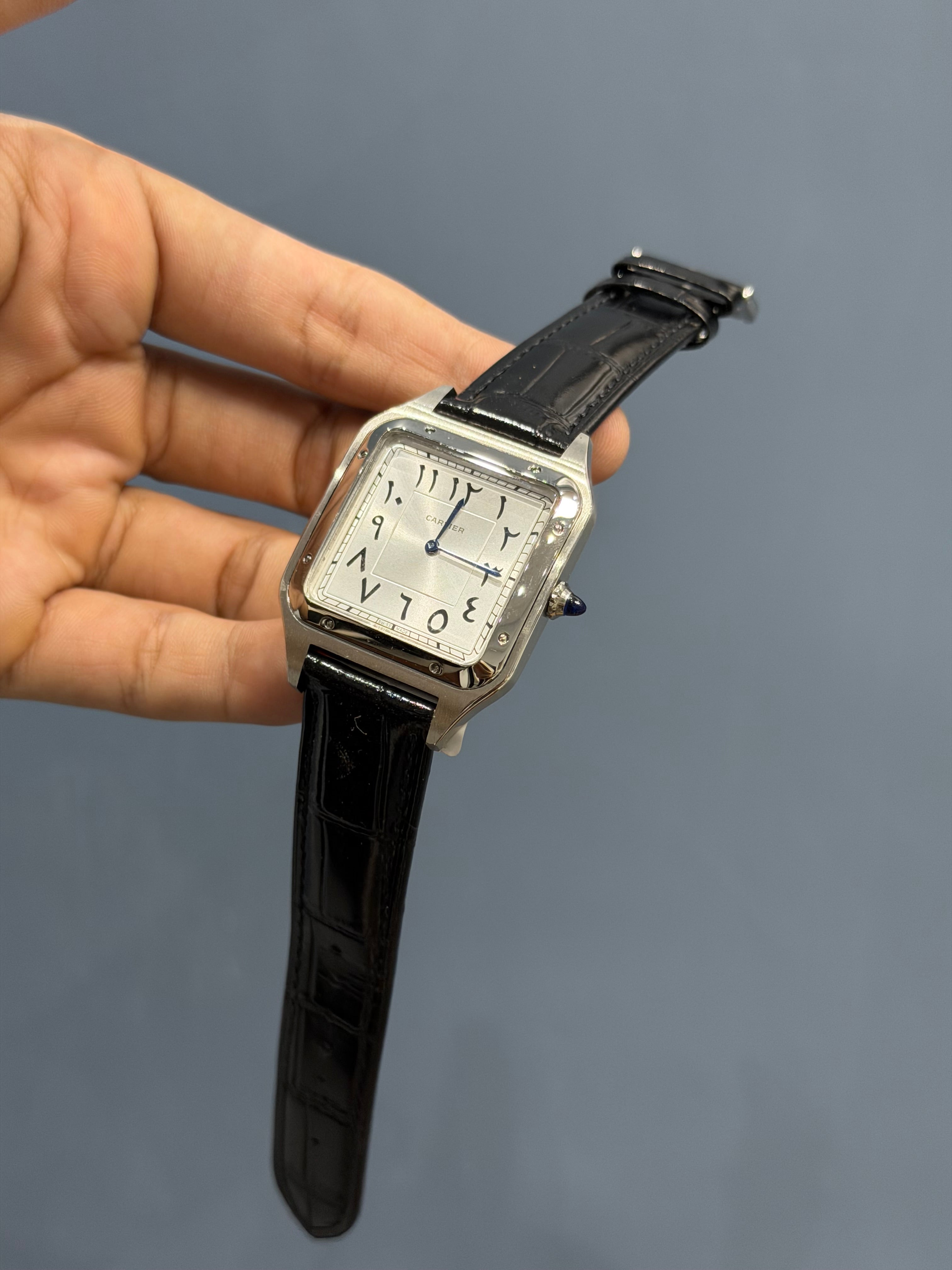 NEW COLLECTION SILVER CASE WITH WHITE ARABIC DIAL & BLACK LEATHER STRAP
