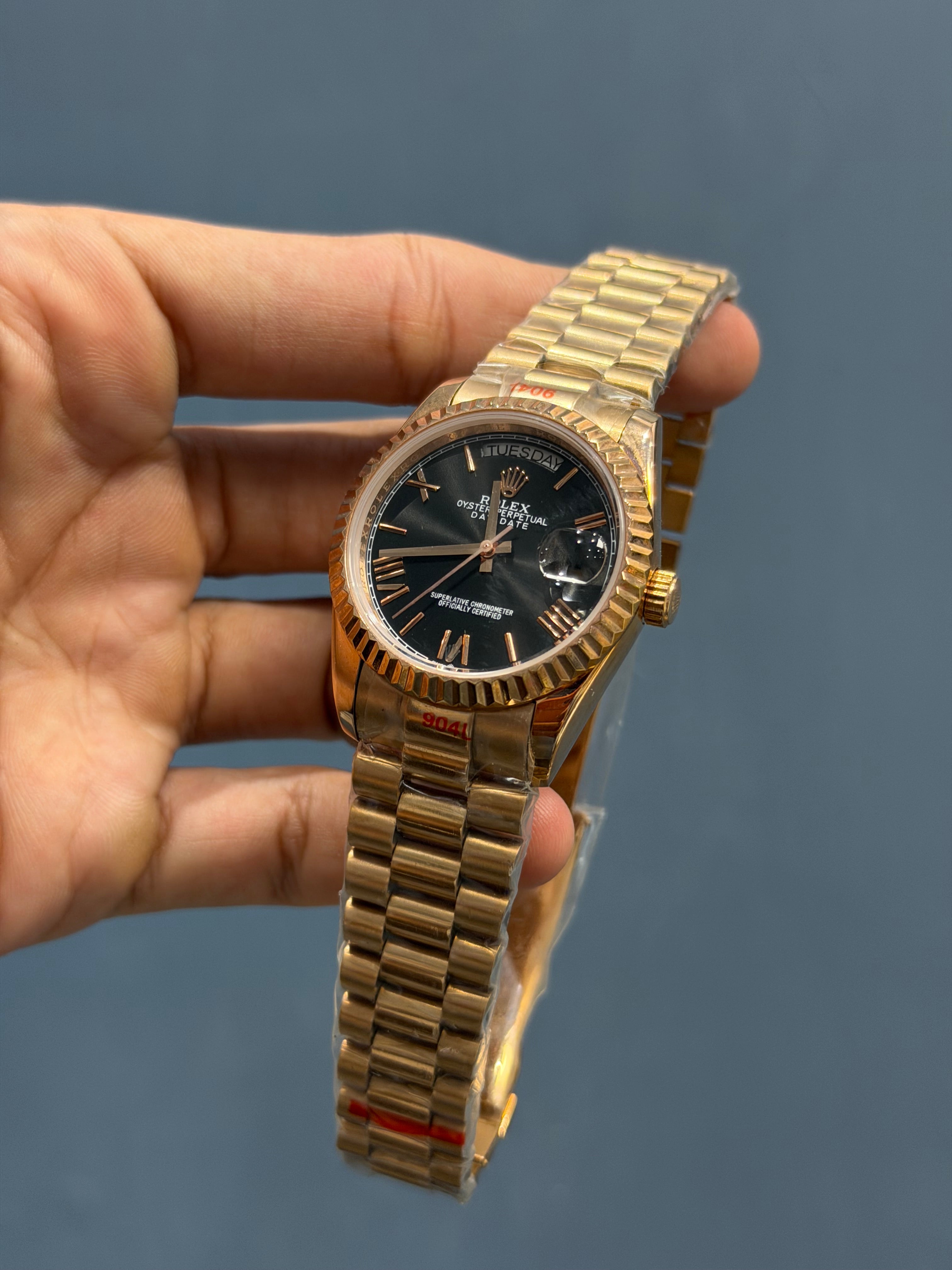 NEW COLLECTION 36 ROSE WITH BLACK DIAL FLUTED BEZEL ROMAN FIGURE AUTOMATIC WATCH YZ FACTORY