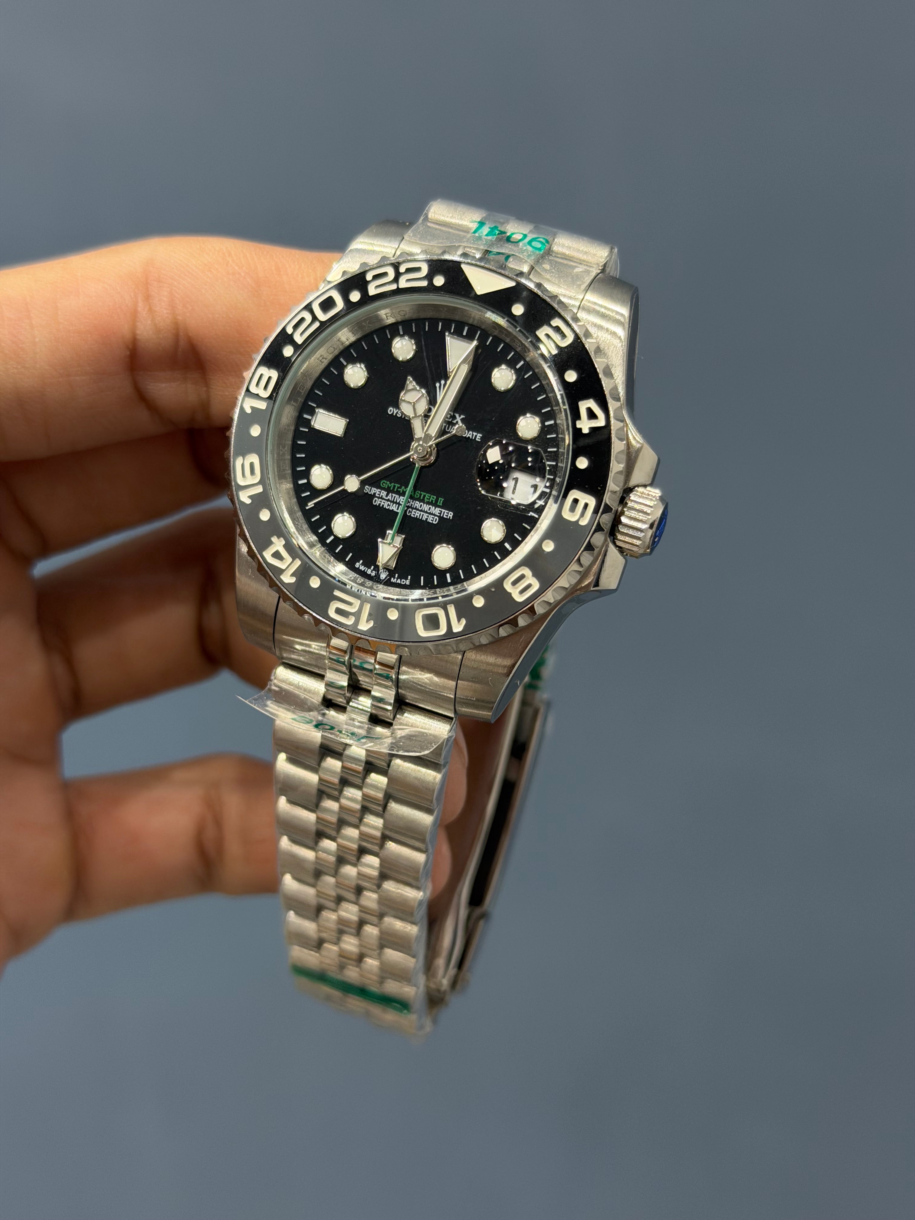 NEW COLLECTION GMT 40 SILVER CHAIN WITH BLACK DIAL & ZR FACTORY