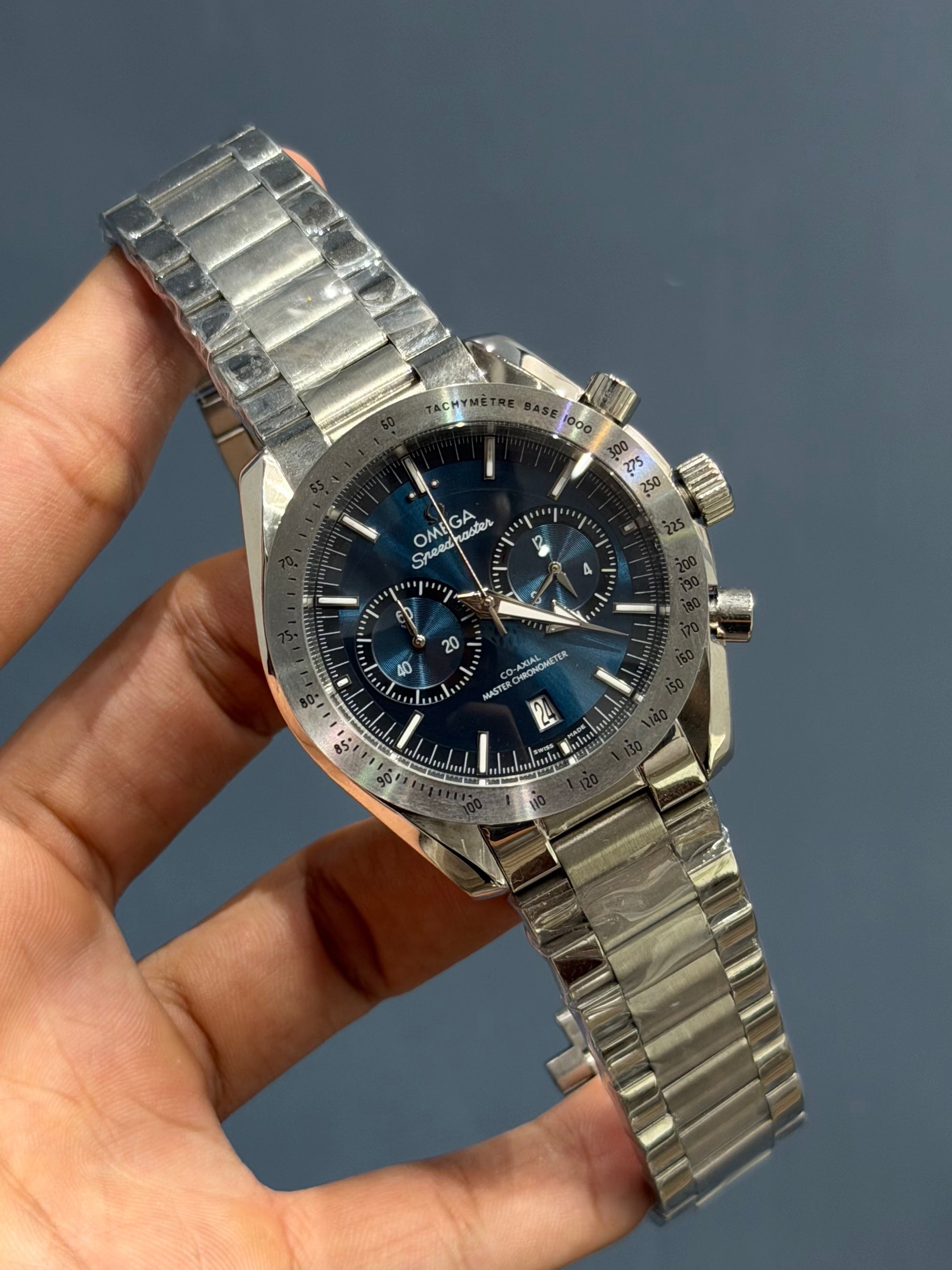 NEW COLLECTION CHRONOGRAPH SILVER CASE WITH BLUE DIAL WATCH