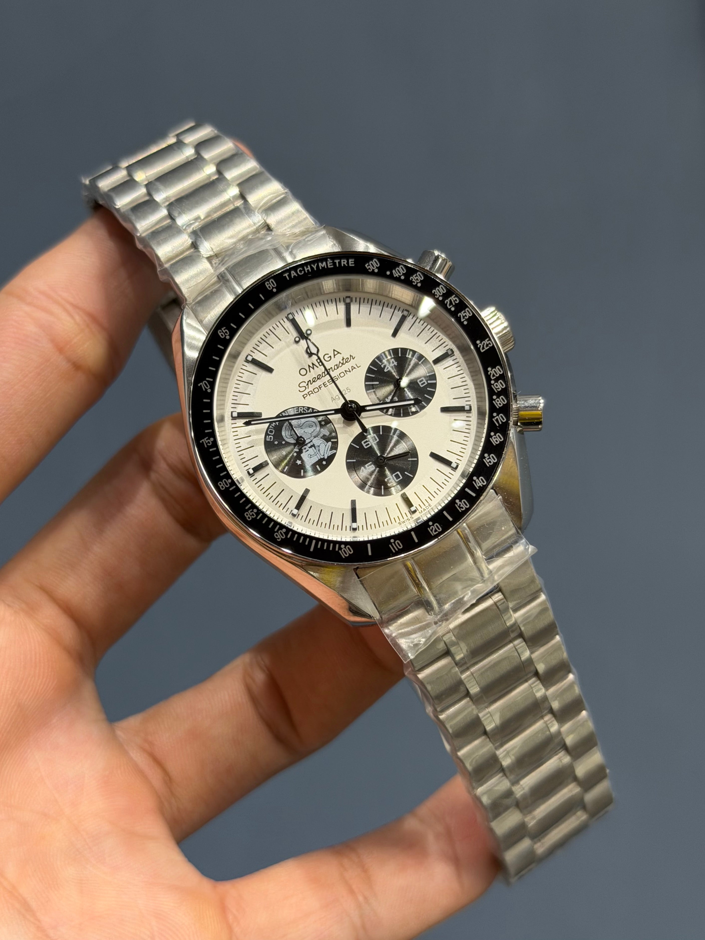NEW COLLECTION CHRONOGRAPH SILVER WITH WHITE DIAL CHAIN WATCH