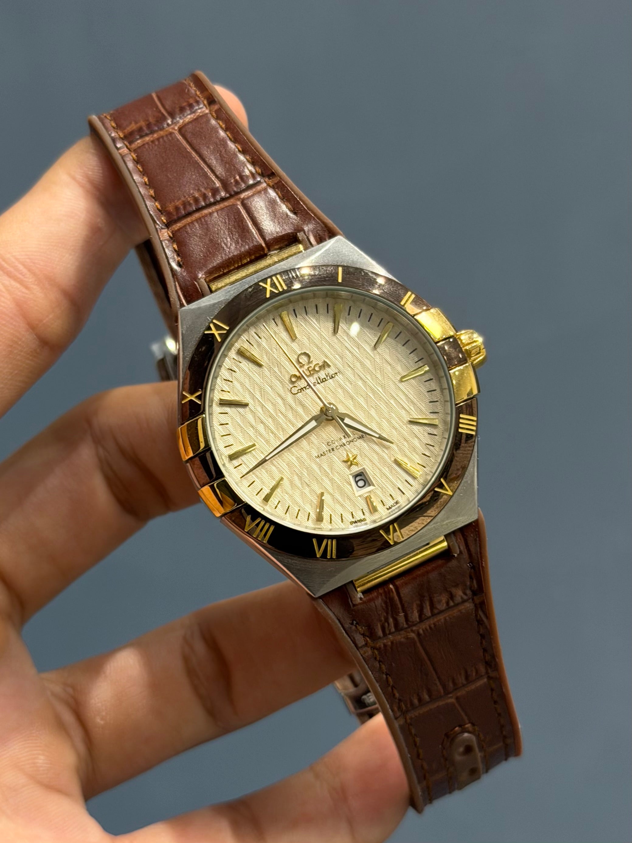 NEW COLLECTION SILVER CASE WITH WHITE TEXTURE DIAL AUTOMATIC WATCH