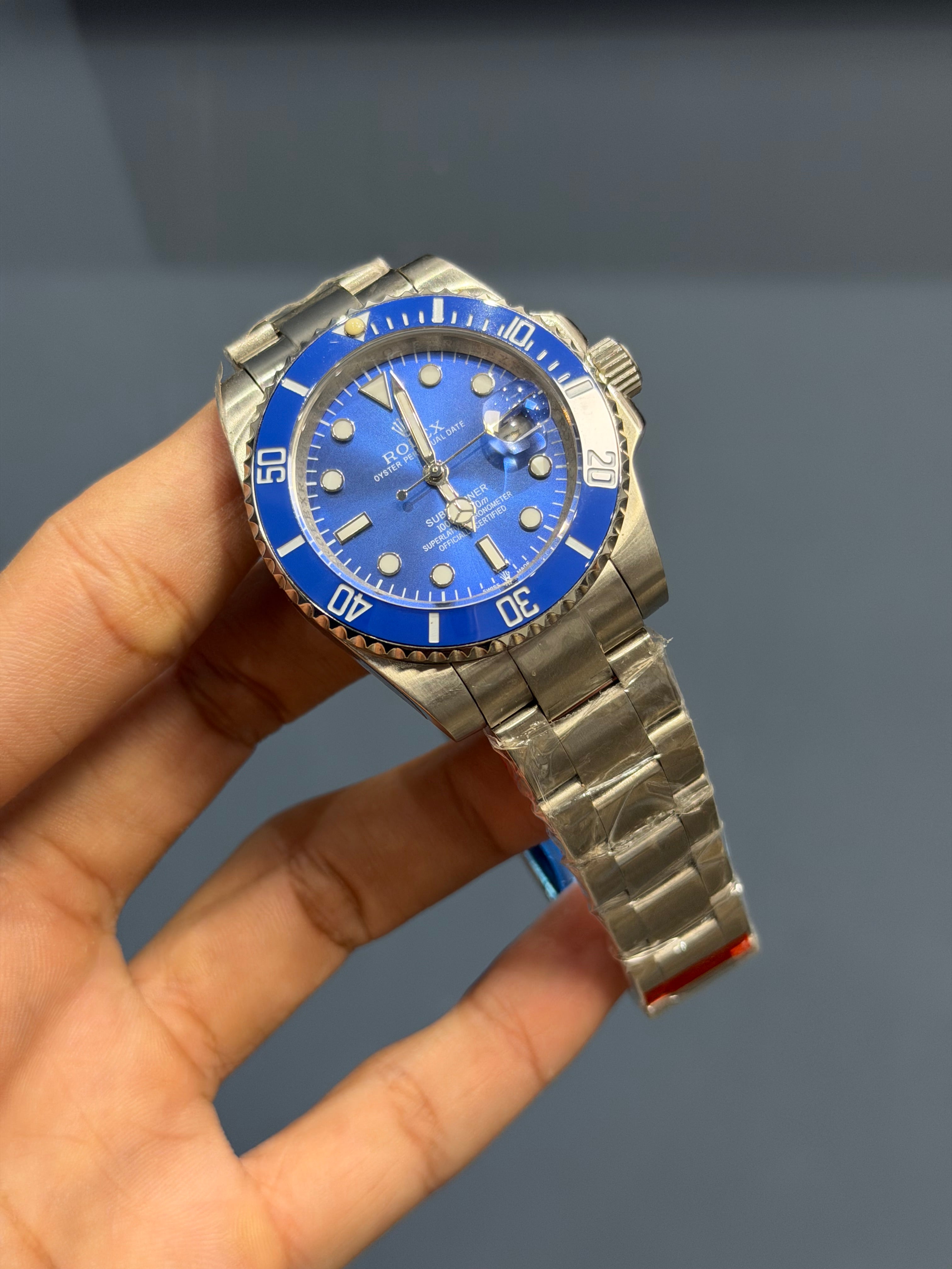NEW COLLECTION 40 SILVER WITH BLUE DIAL & BLUE BEZEL AUTOMATIC WATCH ZR FACTORY