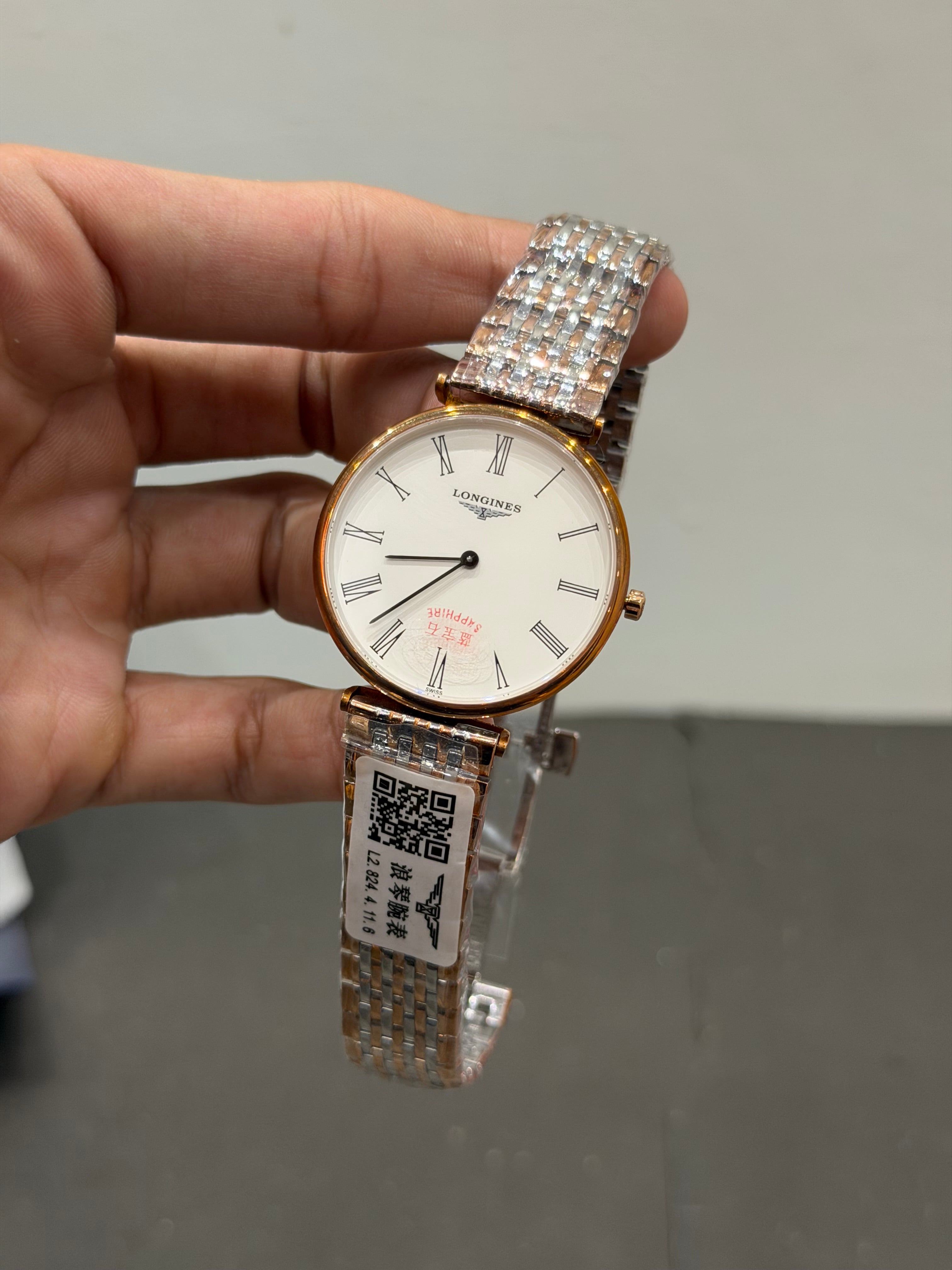 NEW COLLECTION TWO TONE ROSE GOLD WITH WHITE DIAL CHAIN WATCH