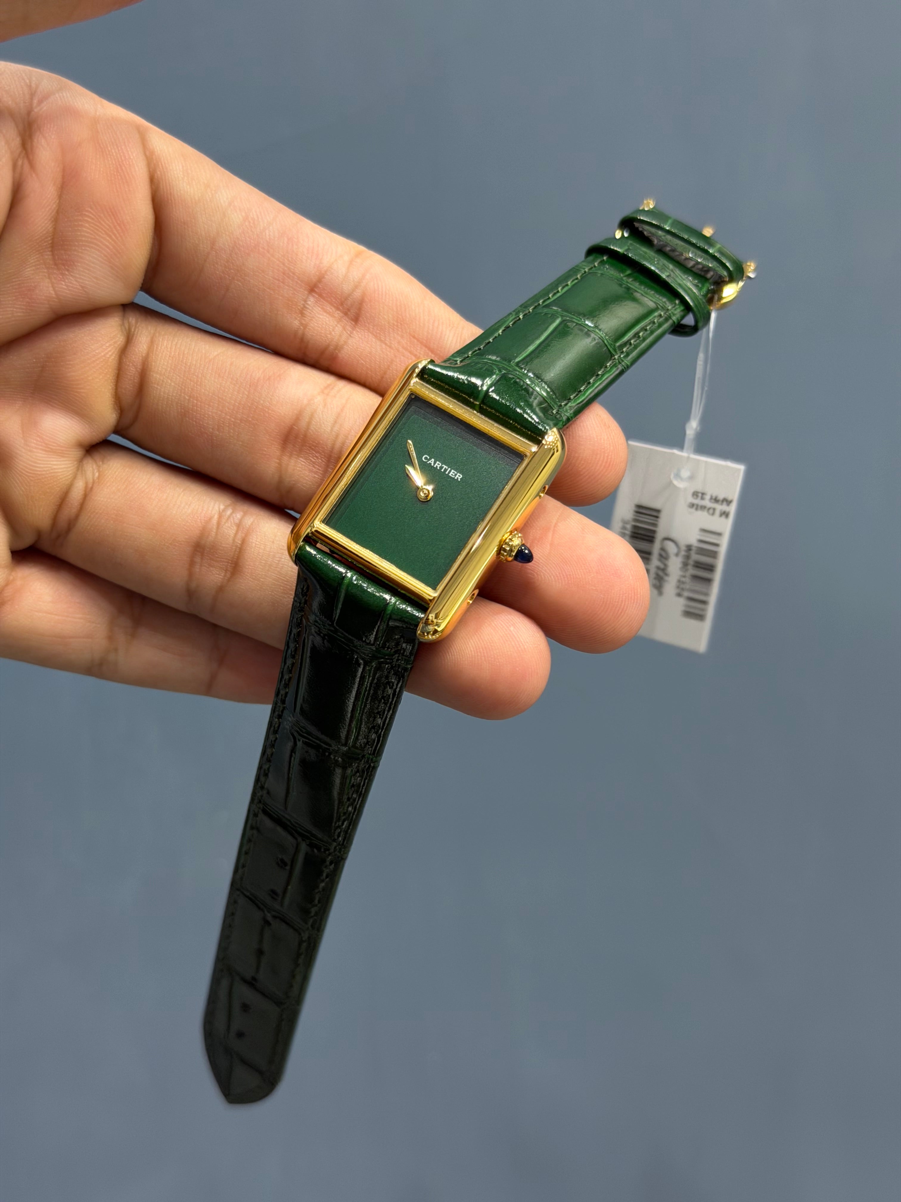 NEW COLLECTION 36MM YELLOW GOLD CASE WITH GREEN DIAL & LEATHER STRAP WATCH