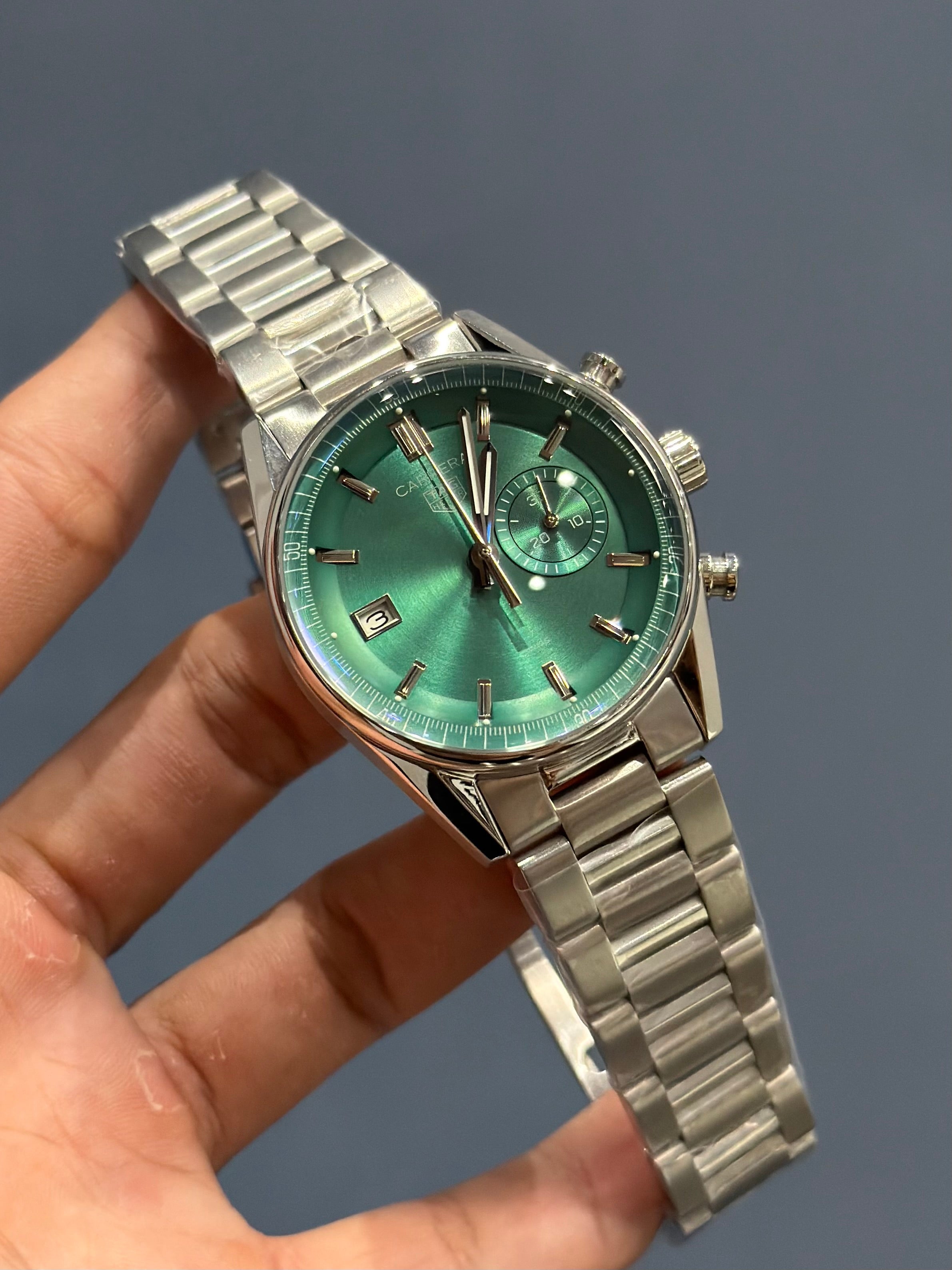 NEW COLLECTION CHRONOGRAPH HORSE EDITION SILVER WITH GREEN DIAL MENS WATCH