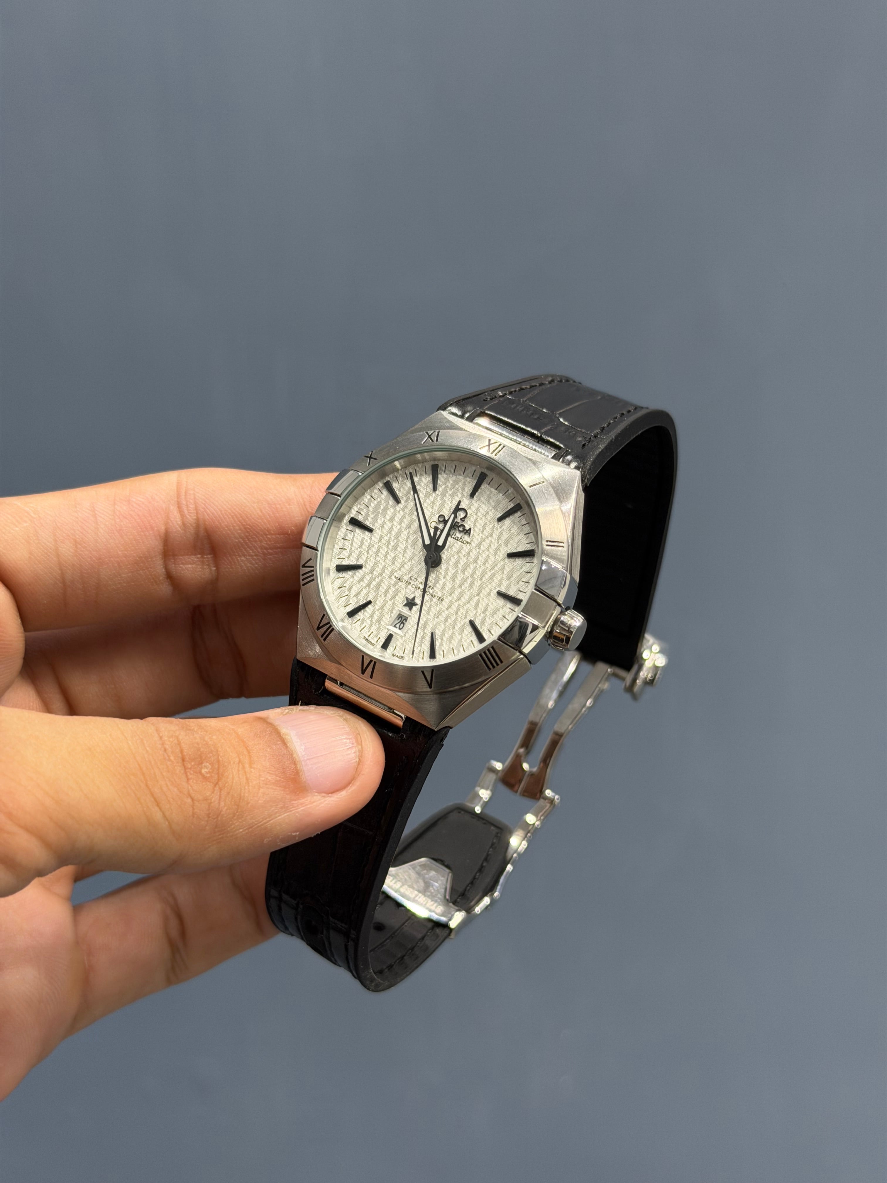 NEW COLLECTION SILVER CASE WITH WHITE TEXTURE DIAL AUTOMATIC WATCH