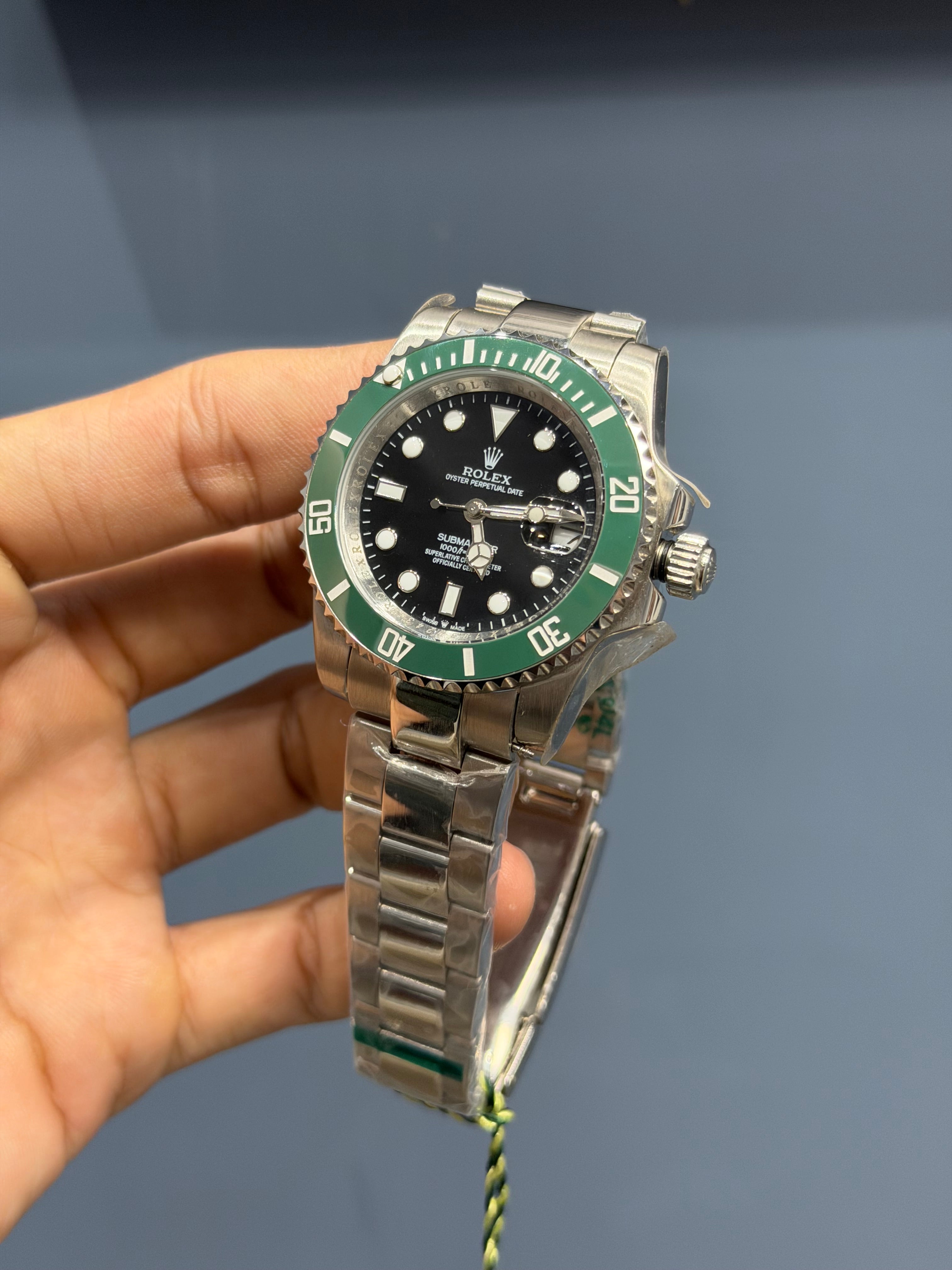 NEW COLLECTION 40 SILVER WITH BLACK DIAL & GREEN BEZEL AUTOMATIC WATCH ZR FACTORY