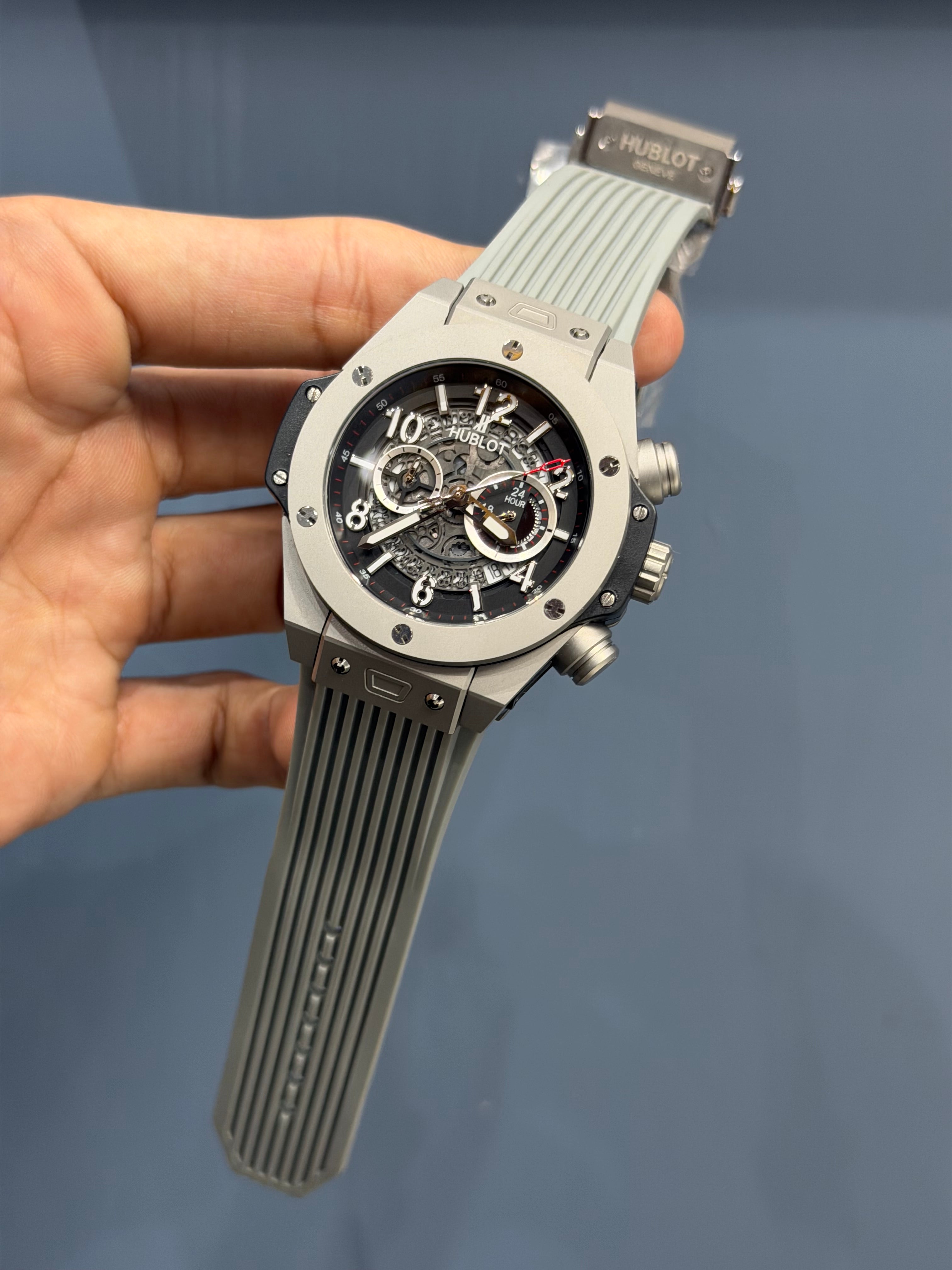 NEW COLLECTION CHRONOGRAPH GREY MATT CASE WITH BLACK DIAL & GREY PVC STRAP