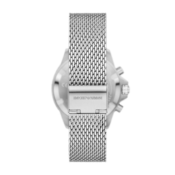 Emporio Armani Diver Silver Stainless Steel Mesh Blue Dial Quartz Watch for Gents- AR11587
