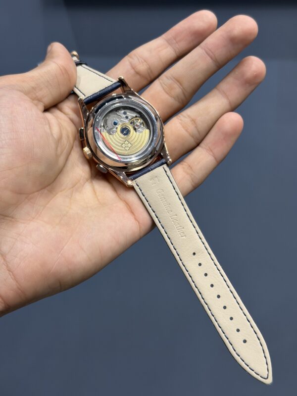 NEW COLLECTION MOON PHASE SILVER CASE WITH BLUE DIAL & BLUE  LEATHER STRAP