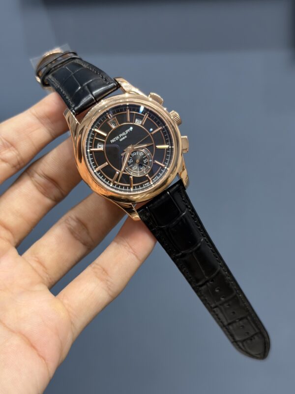 NEW COLLECTION MOON PHASE ROSE GOLD CASE WITH BLACK DIAL &  BLACK LEATHER STRAP