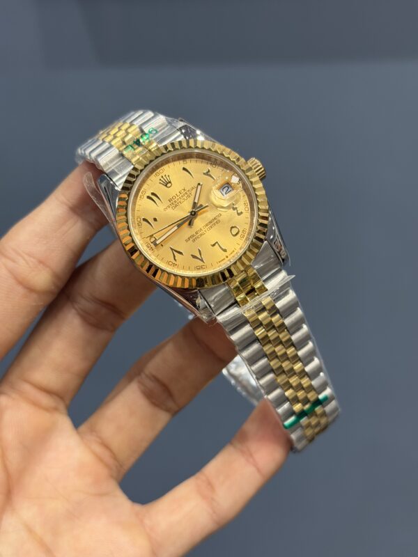 NEW COLLECTION 36 TWO TONE GOLDEN WITH GOLDEN DIAL ARABIC INDEX AUTOMATIC WATCH ZR FACTORY