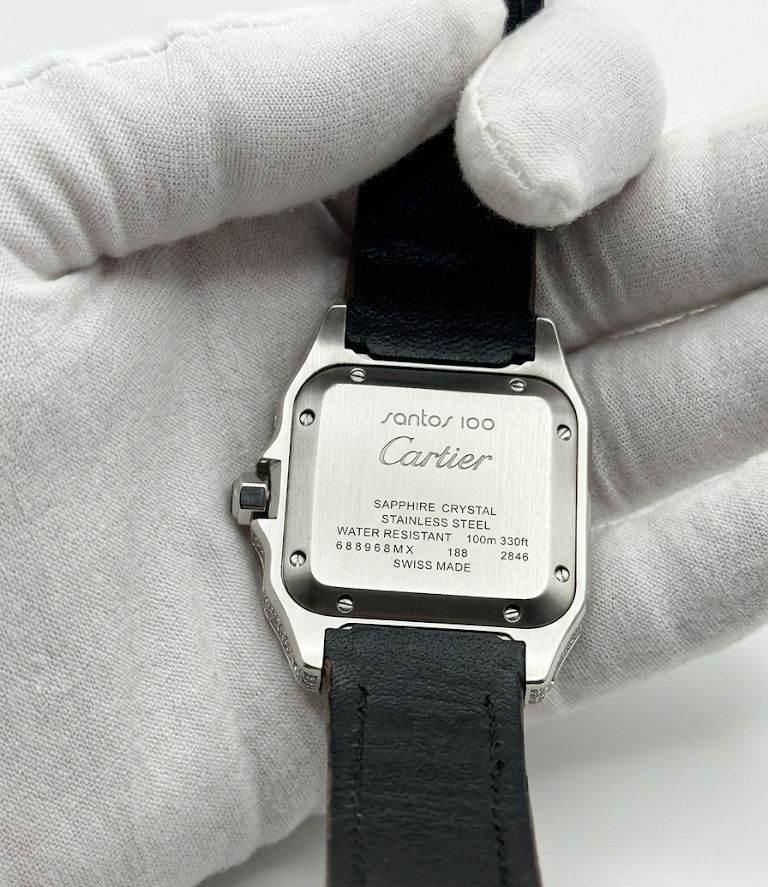 Luxury Square Dress Watch – Stainless Steel Case, Roman Numeral Dial & Dark Blue Leather Strap