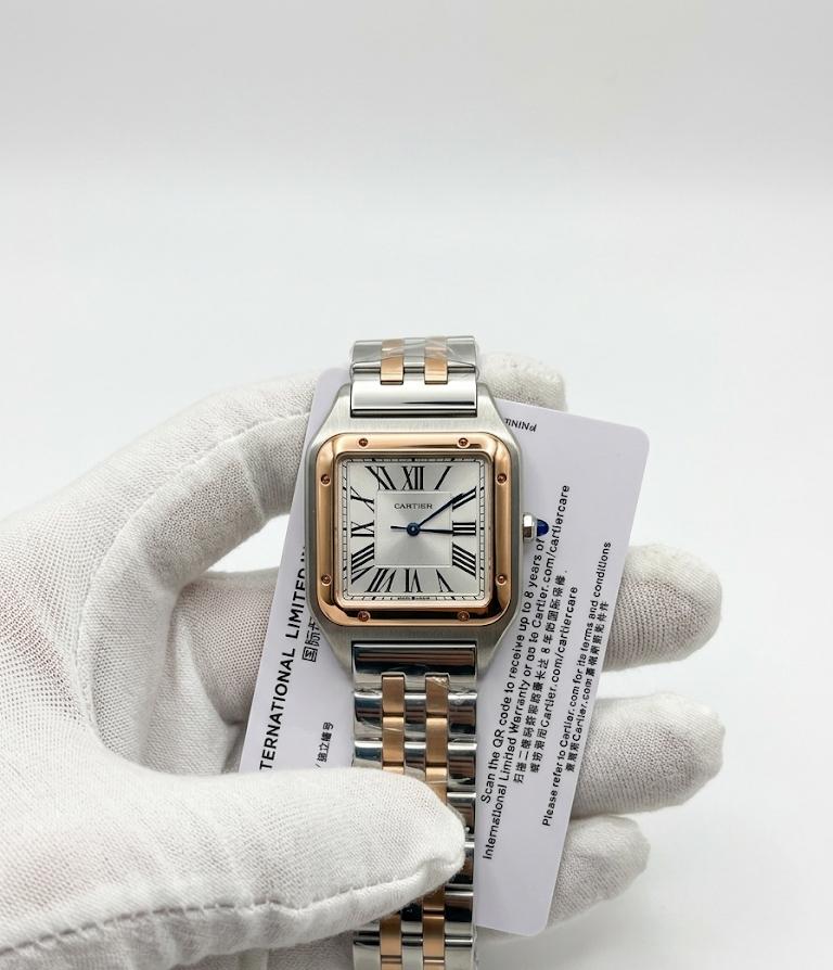 Luxury Square Dress Watch – Two-Tone Bracelet, Roman Numeral Dial & Rose Gold Bezel