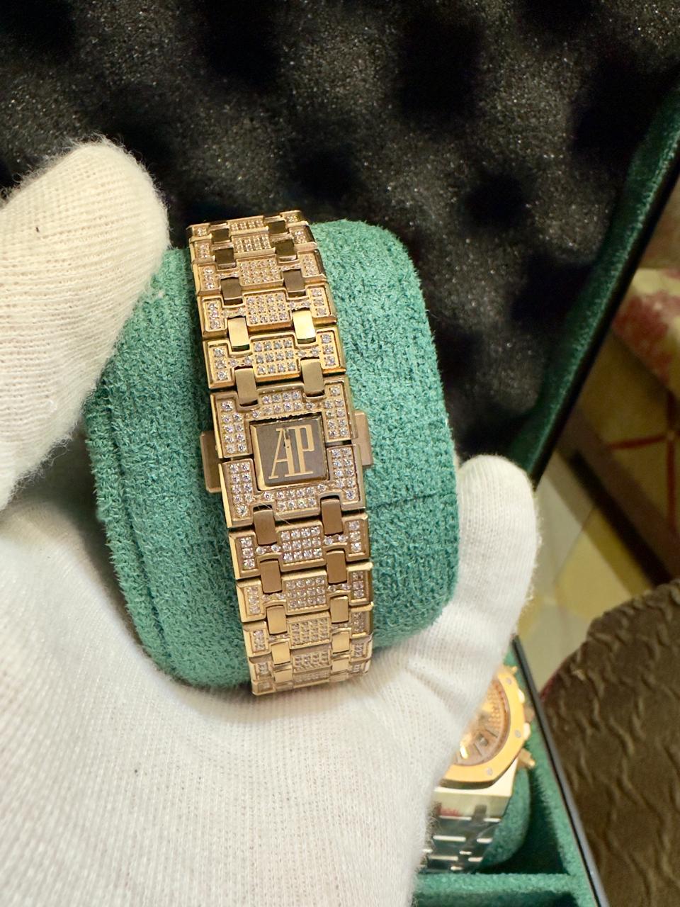 Luxury Skeleton Watch – Two-Tone Stainless Steel Bracelet, Gold-Tone Bezel & Open-Heart Dial