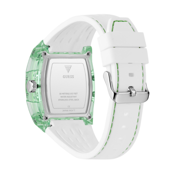 Guess Men’s Quartz White Silicone Strap Green Dial 44mm Watch GW0499G10