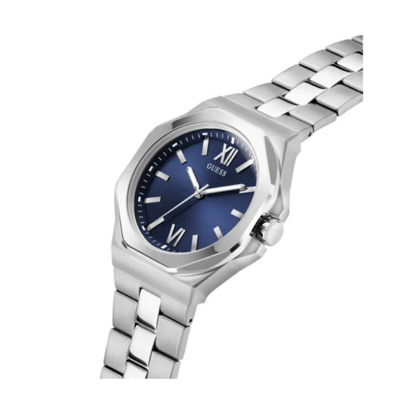 Guess Men’s Quartz Silver Stainless Steel Blue Dial 42mm Watch GW0849G1