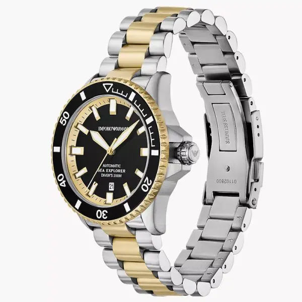 Emporio Armani Men’s Automatic Two-Tone Stainless Steel Black Dial 42mm Watch AR60089