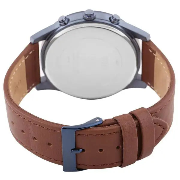 Guess Men’s Quartz Brown Leather Strap Blue Dial 43mm Watch W0876G3