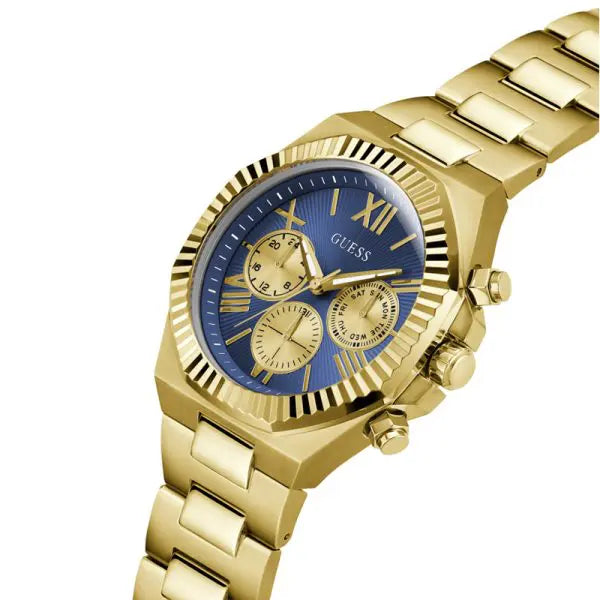 Guess Men’s Quartz Gold Stainless Steel Blue Dial 44mm Watch GW0703G6