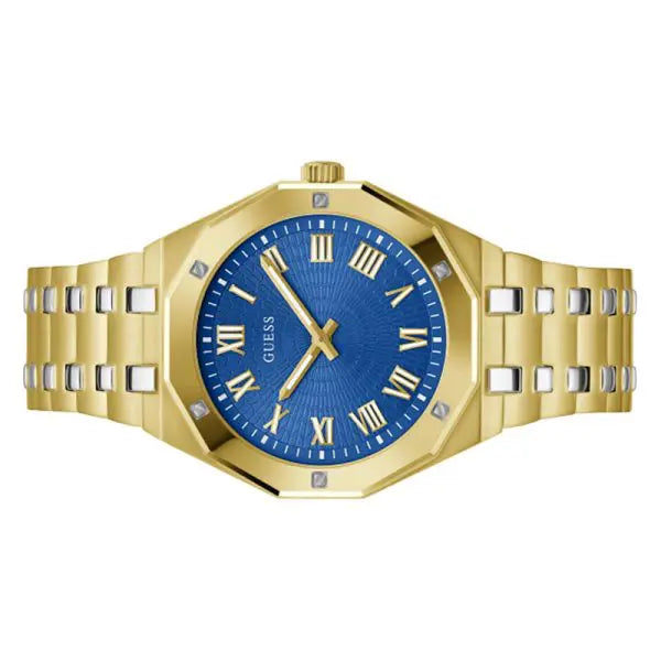 Guess Men’s Quartz Two Tone Stainless Steel Blue Dial 43mm Watch GW0575G6