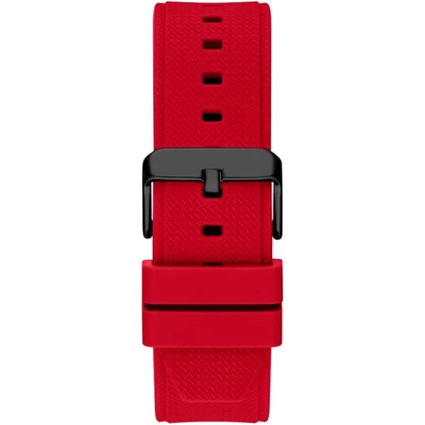 Guess Men’s Quartz Red Silicone Strap Black Dial 46mm Watch GW0334G4