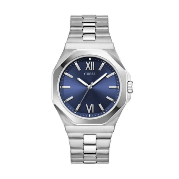 Guess Men’s Quartz Silver Stainless Steel Blue Dial 42mm Watch GW0849G1