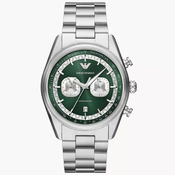 Emporio Armani Men’s Quartz Silver Stainless Steel Green Dial 42mm Watch AR11637