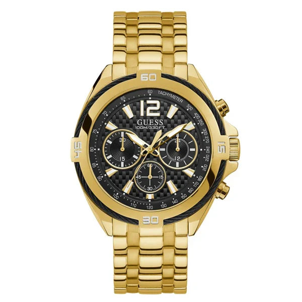 Guess Men’s Quartz Gold Stainless Steel Black Dial 46mm Watch W1258G2