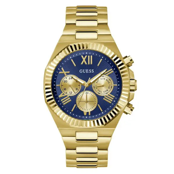 Guess Men’s Quartz Gold Stainless Steel Blue Dial 44mm Watch GW0703G6