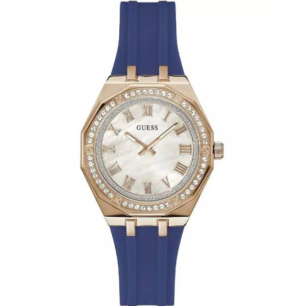 Guess Women’s Quartz Blue Silicone Strap Mother Of Pearl Dial 36mm Watch GW0872L3
